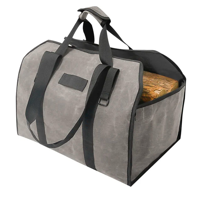 Camping Firewood Carry Bag Waterproof Canvas Fire Wood Storage Bag Case Firewood Pocket Basket 2 Way Using Carry Firewood