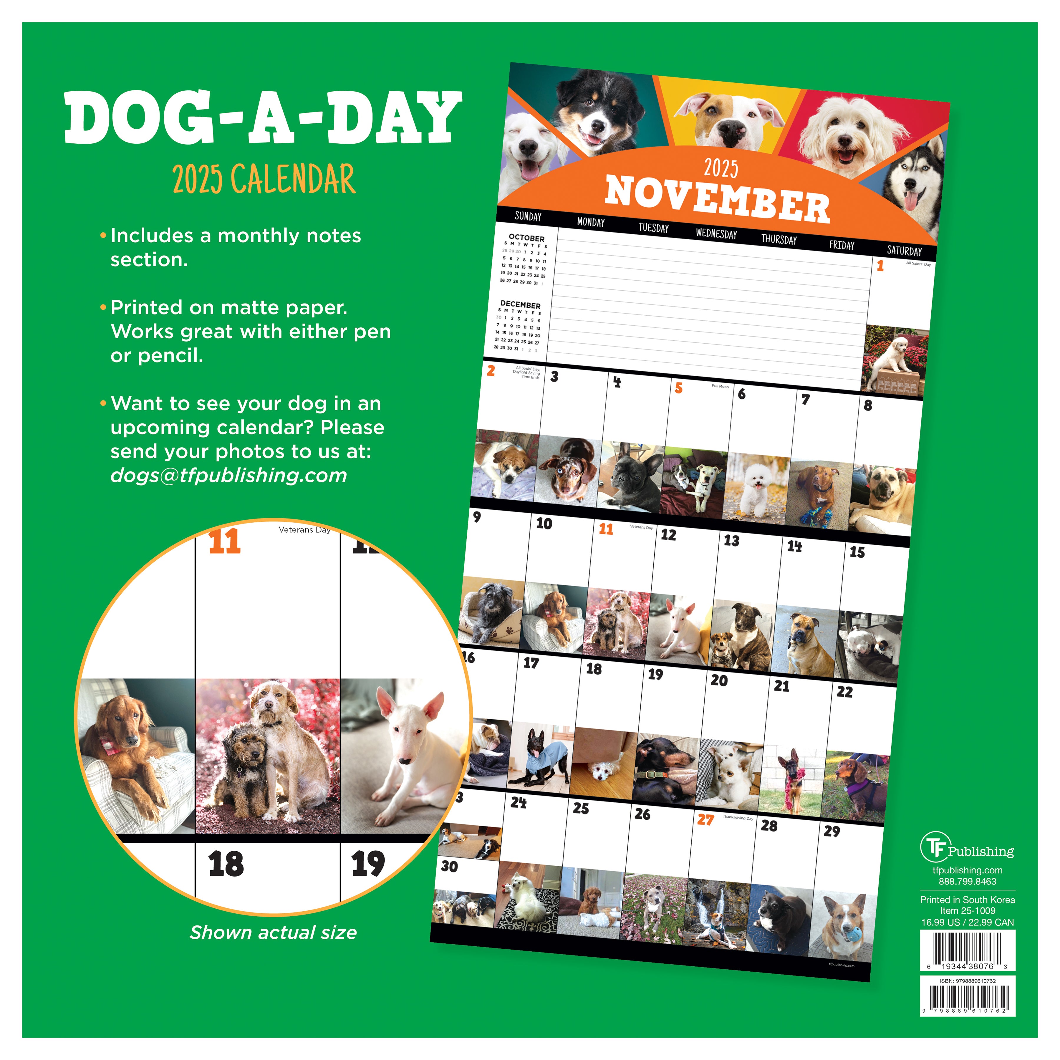 2025 Dog-A-Day Wall Calendar SELWII