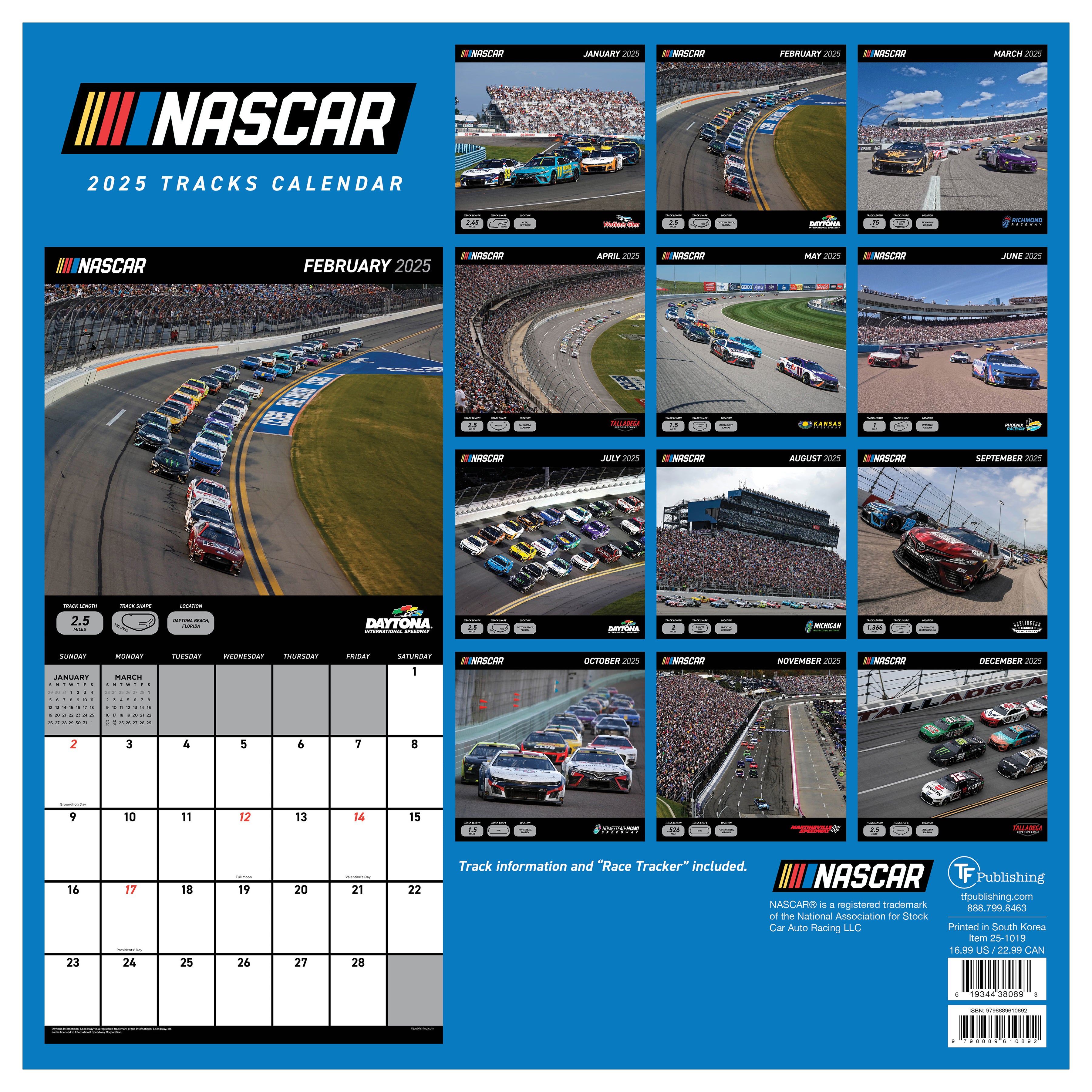 Nascar Tracks Wall Calendar 2025 at SELWII