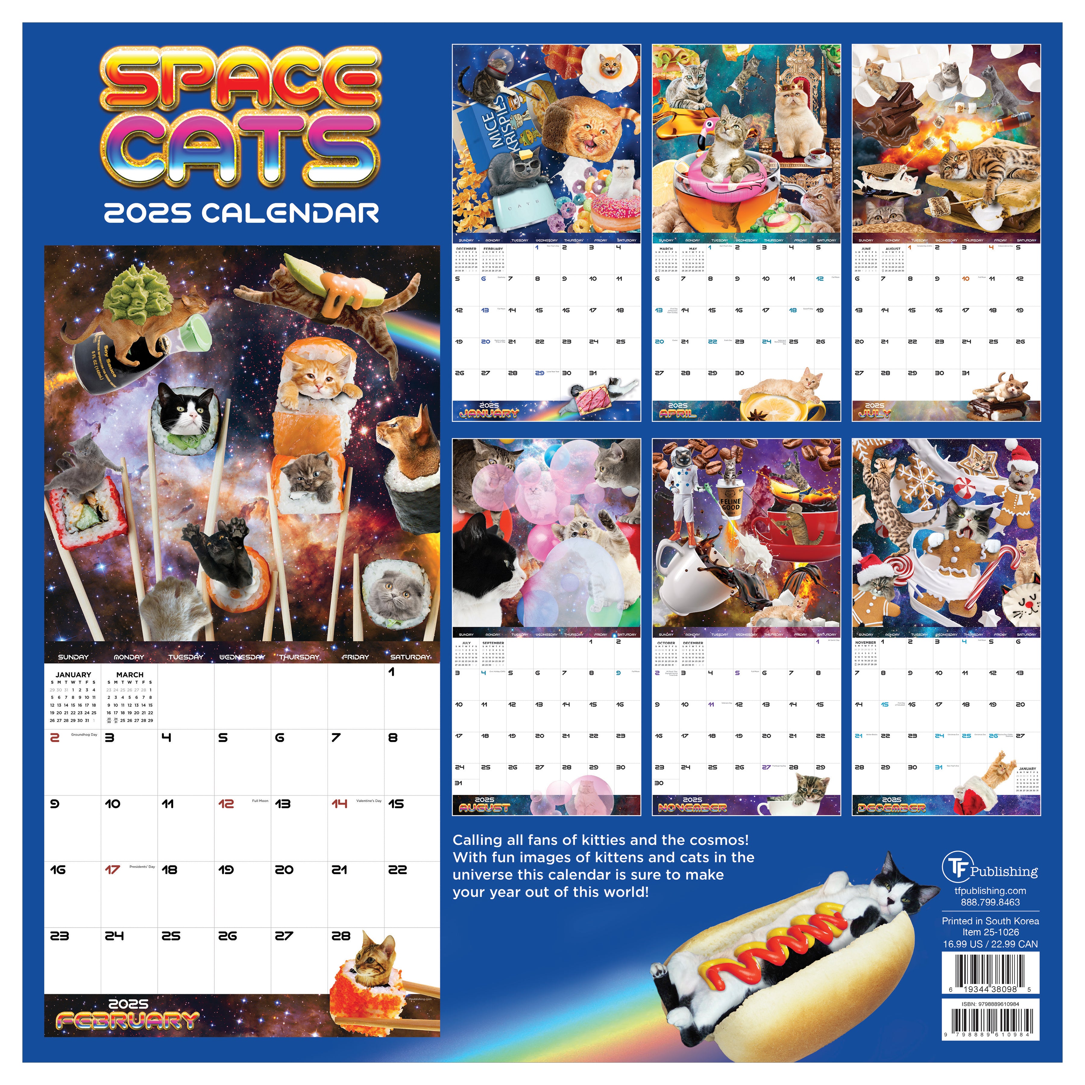 2025 Space Cats Wall Calendar SELWII