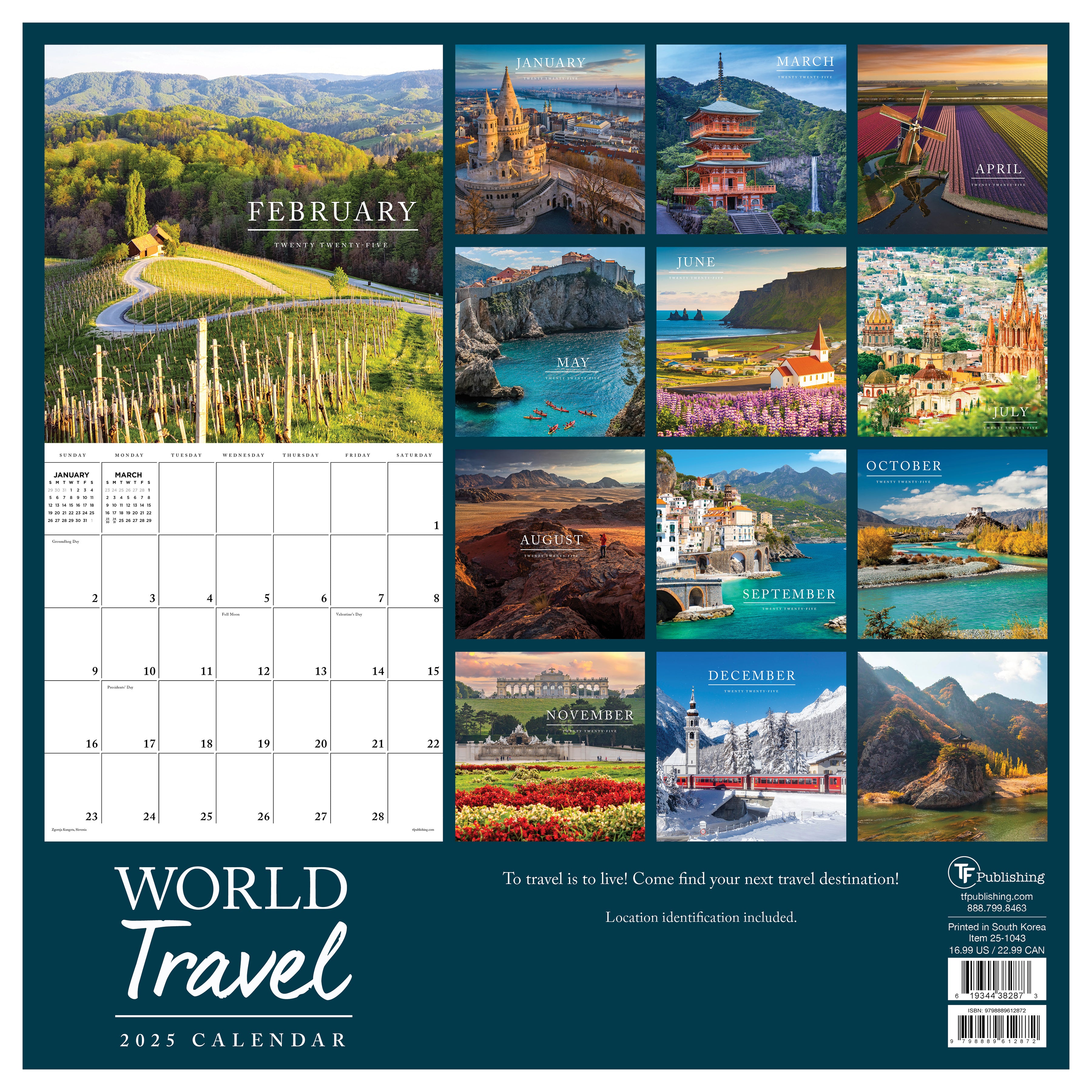 2025 World Travel Wall Calendar SELWII