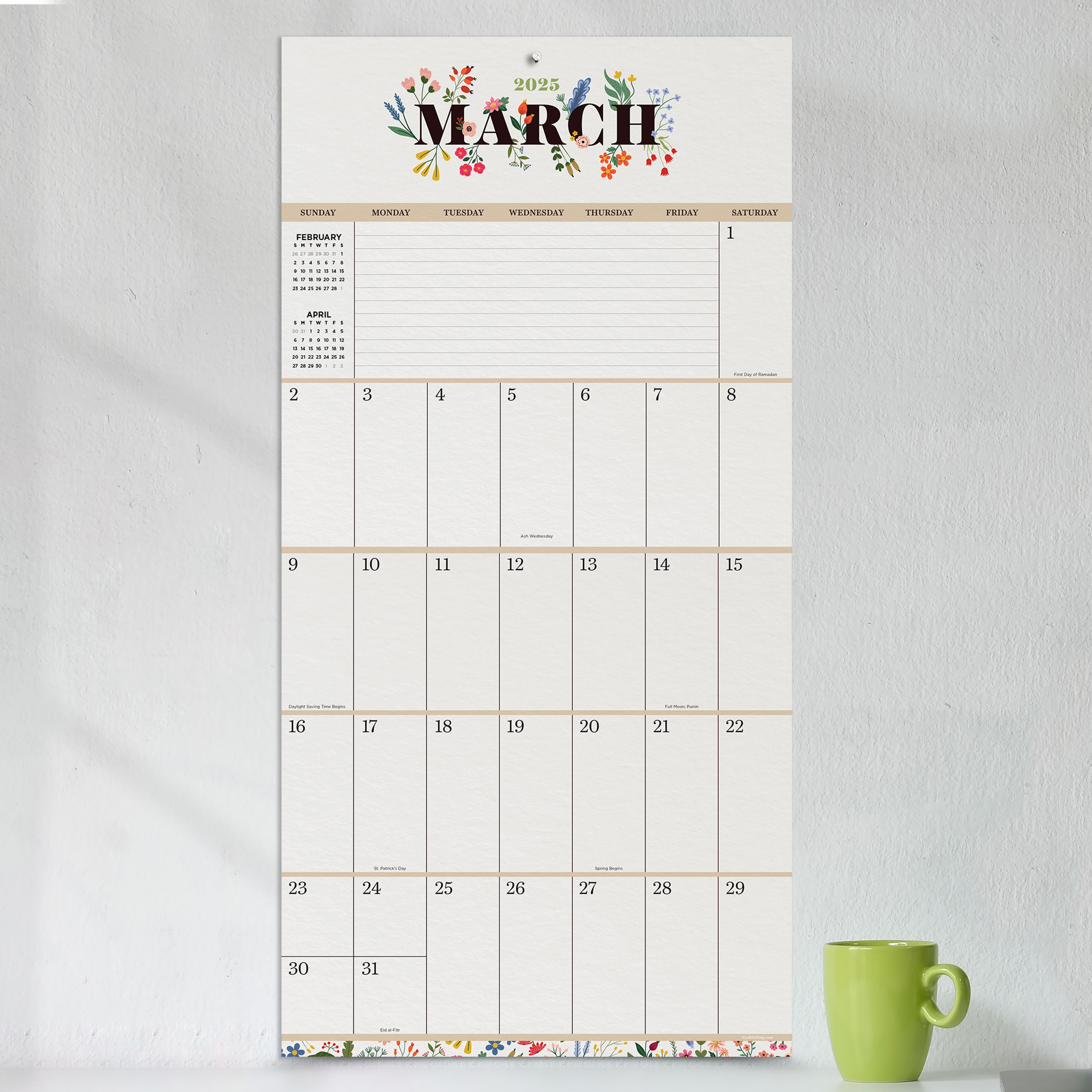 2025 Grid-Floral Wall Calendar