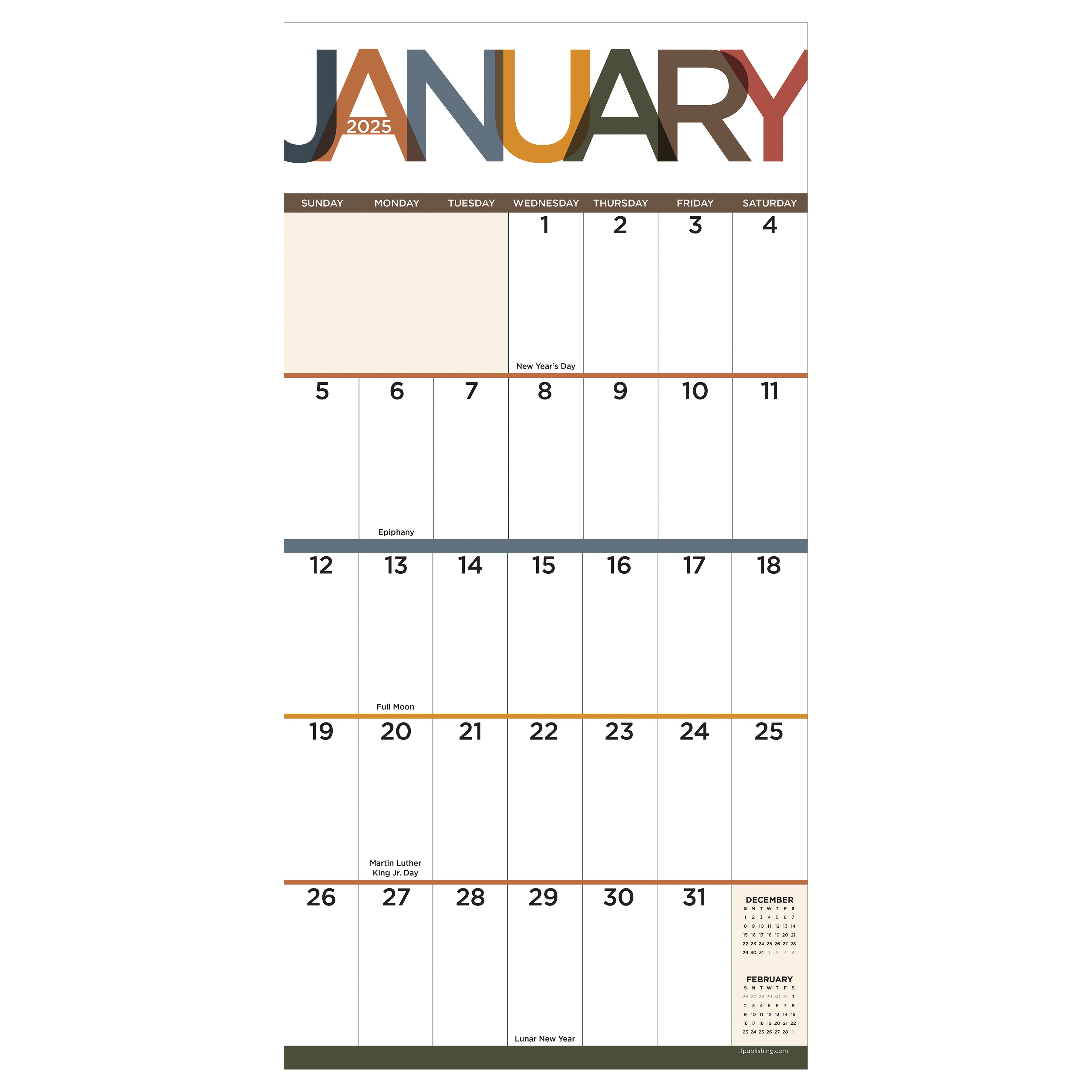 2025 Big Print Wall Calendar on SELWII