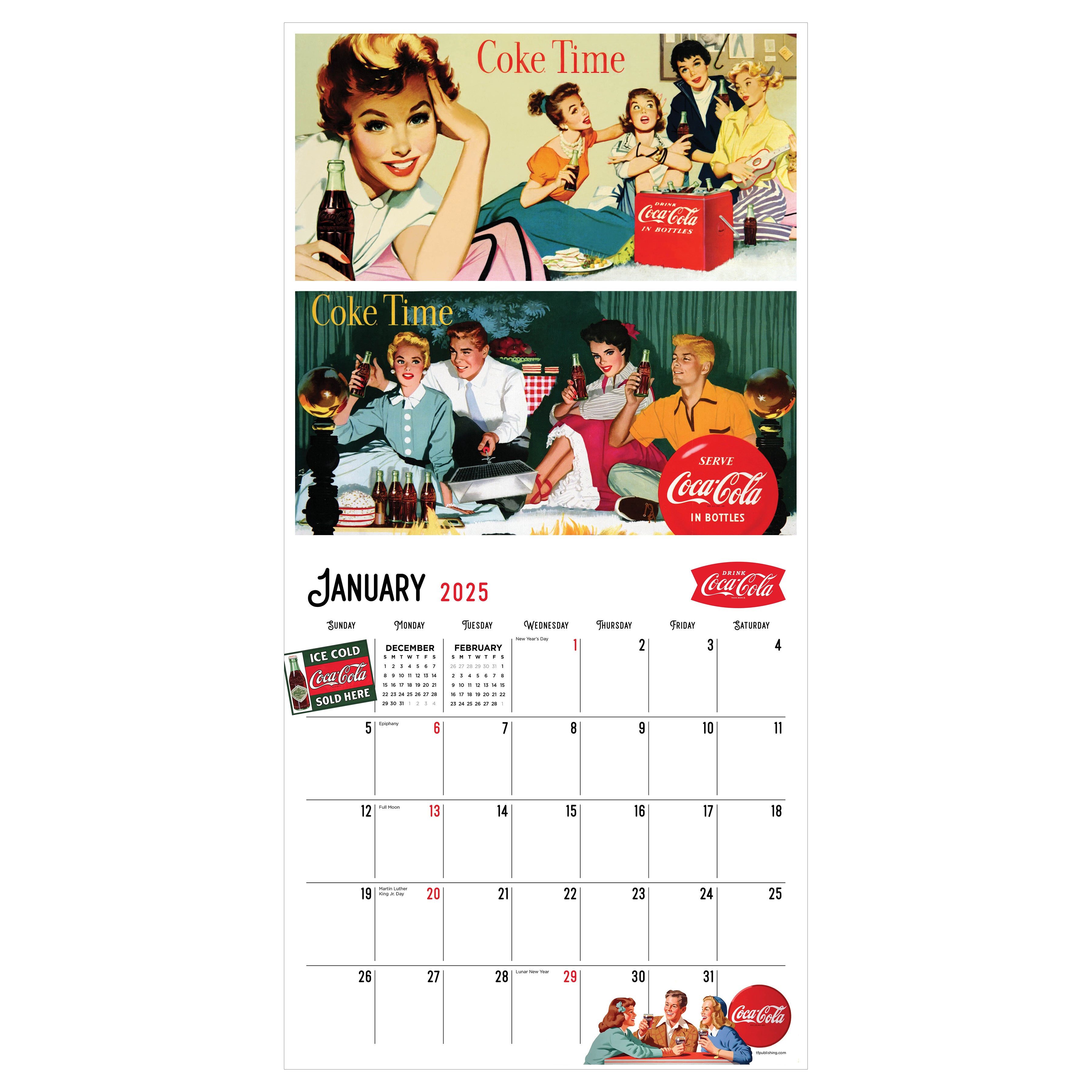 2025 Coca-Cola: Vintage Nostalgia Wall Calendar SELWII