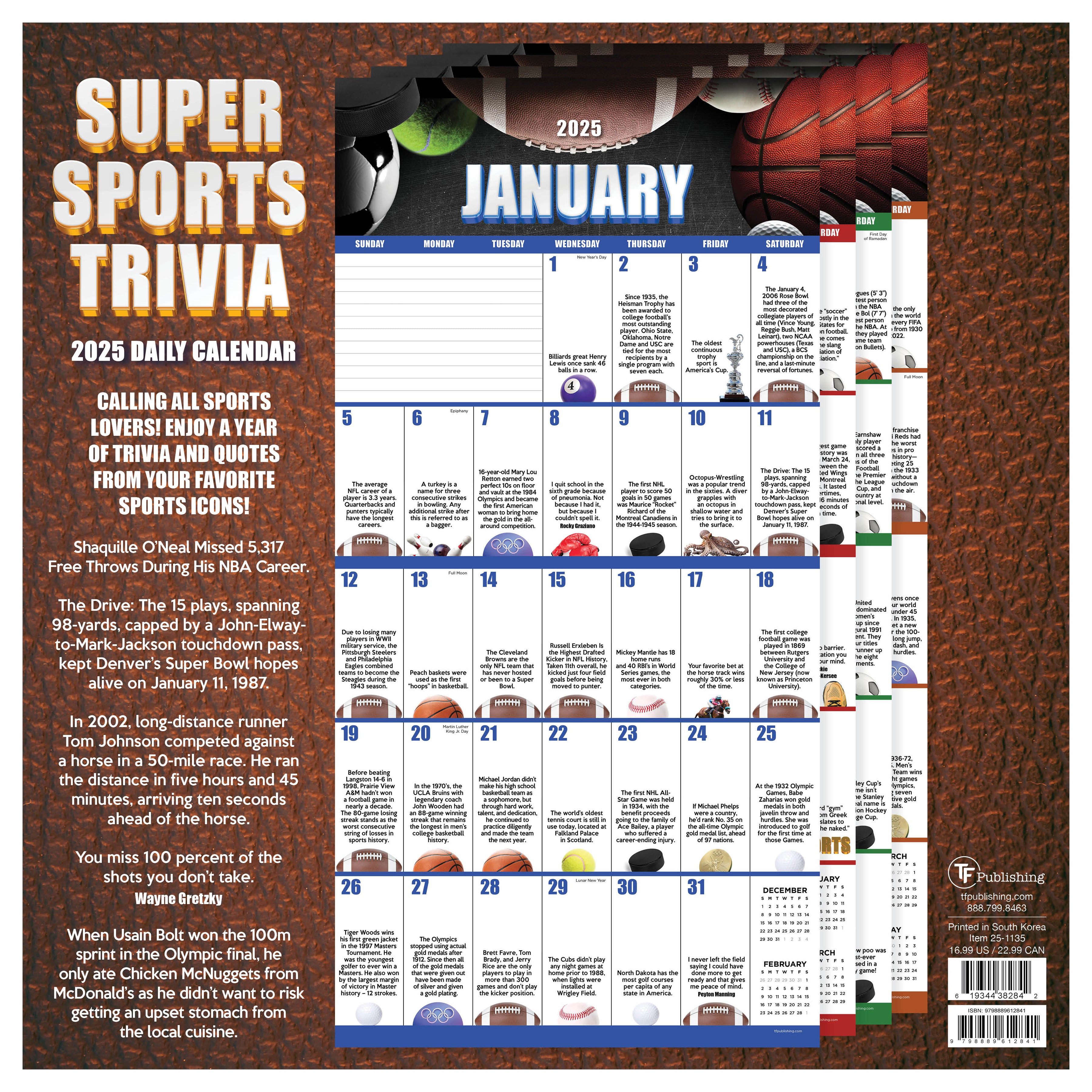 2025 Sports Facts & Trivia Wall Calendar SELWII