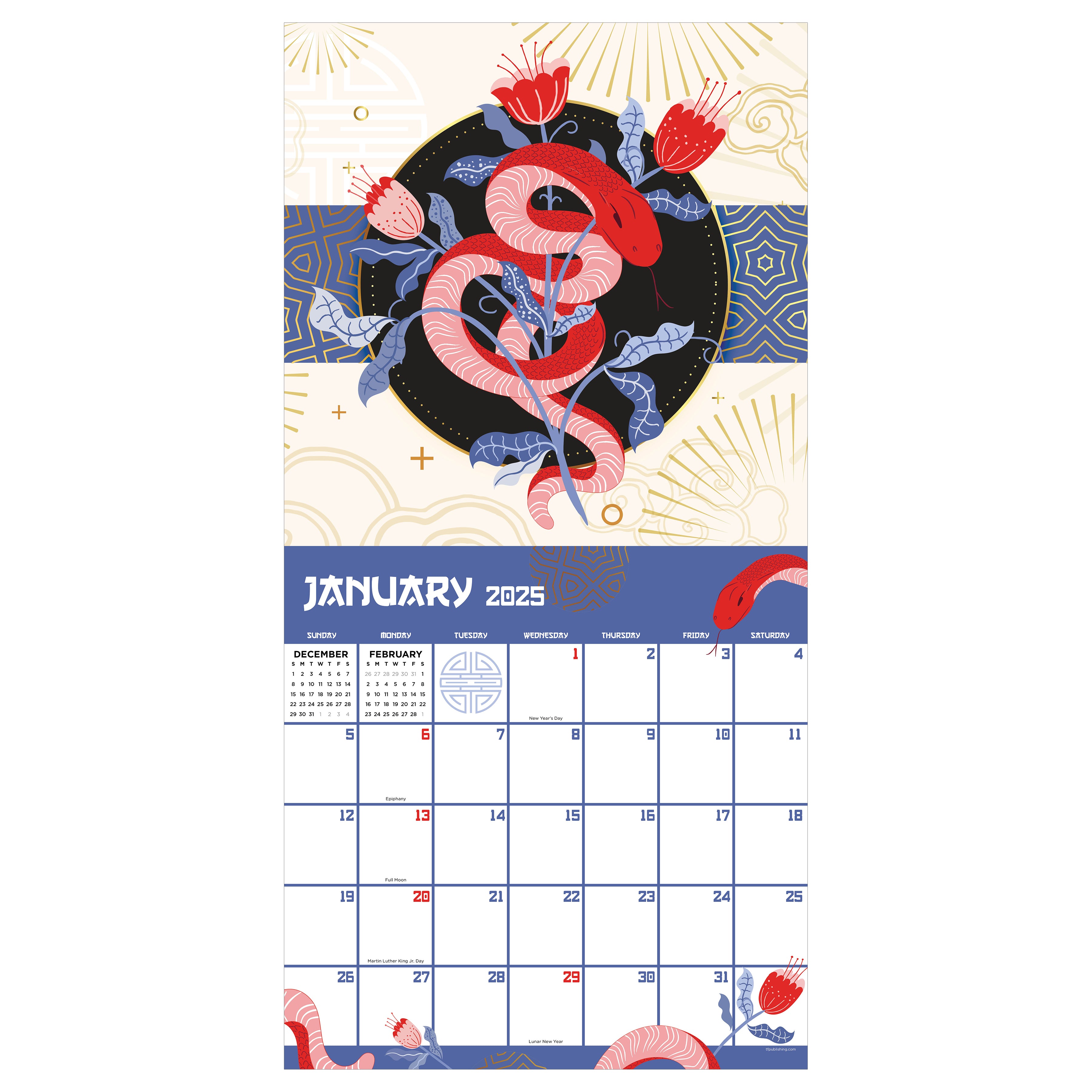 2025 Year of the Snake Wall Calendar SELWII