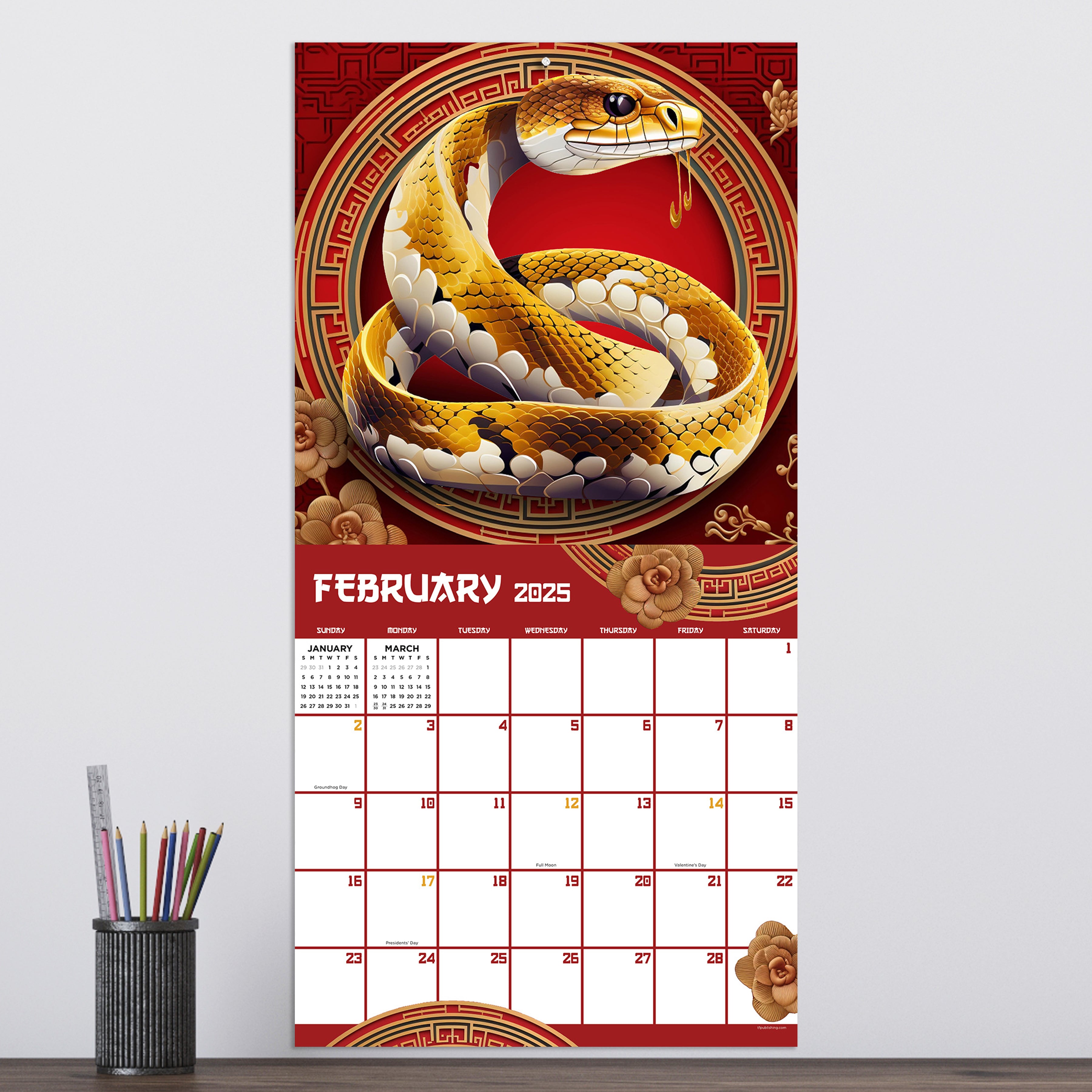 2025 Year of the Snake Wall Calendar SELWII