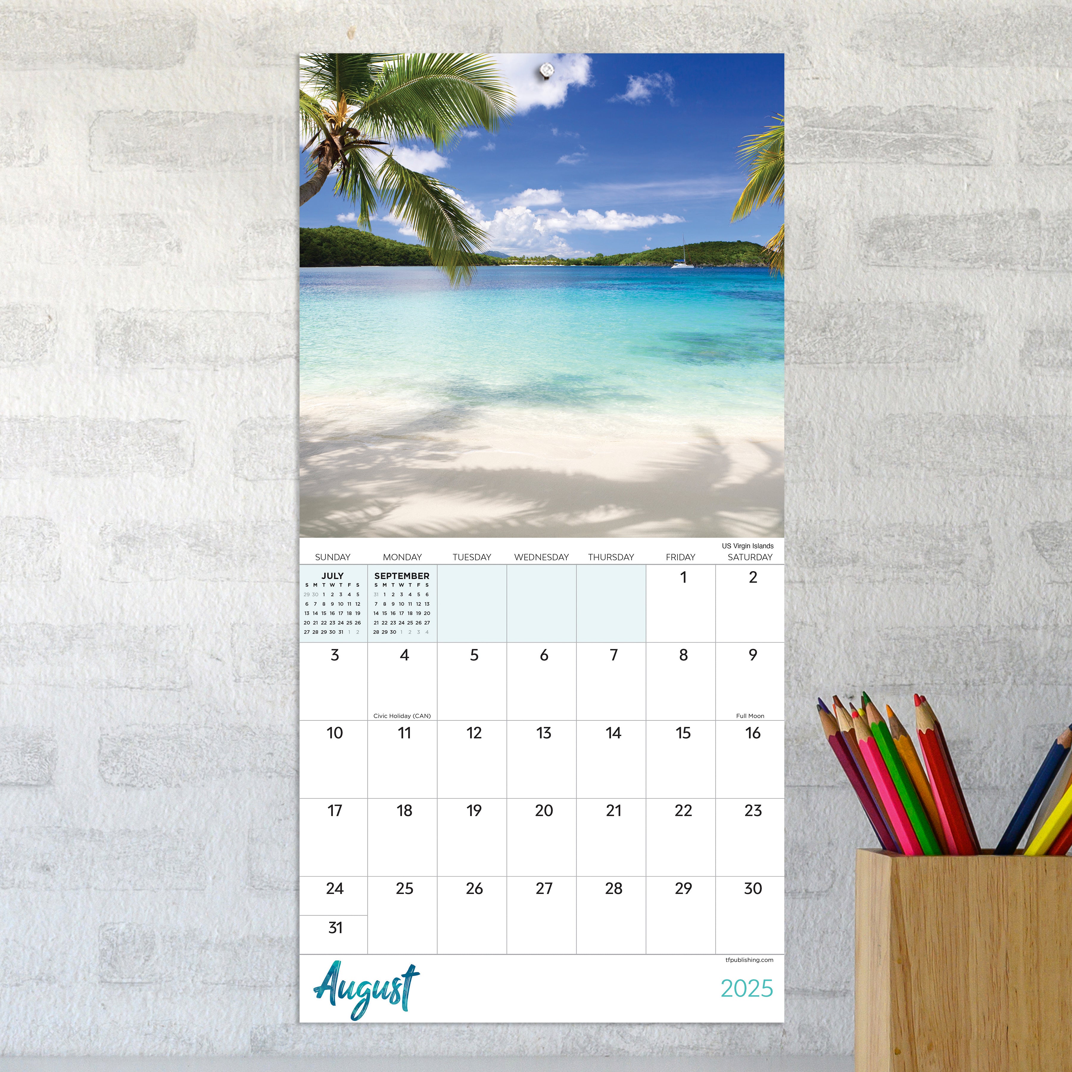 2025 Tropical Beaches Mini Calendar SELWII