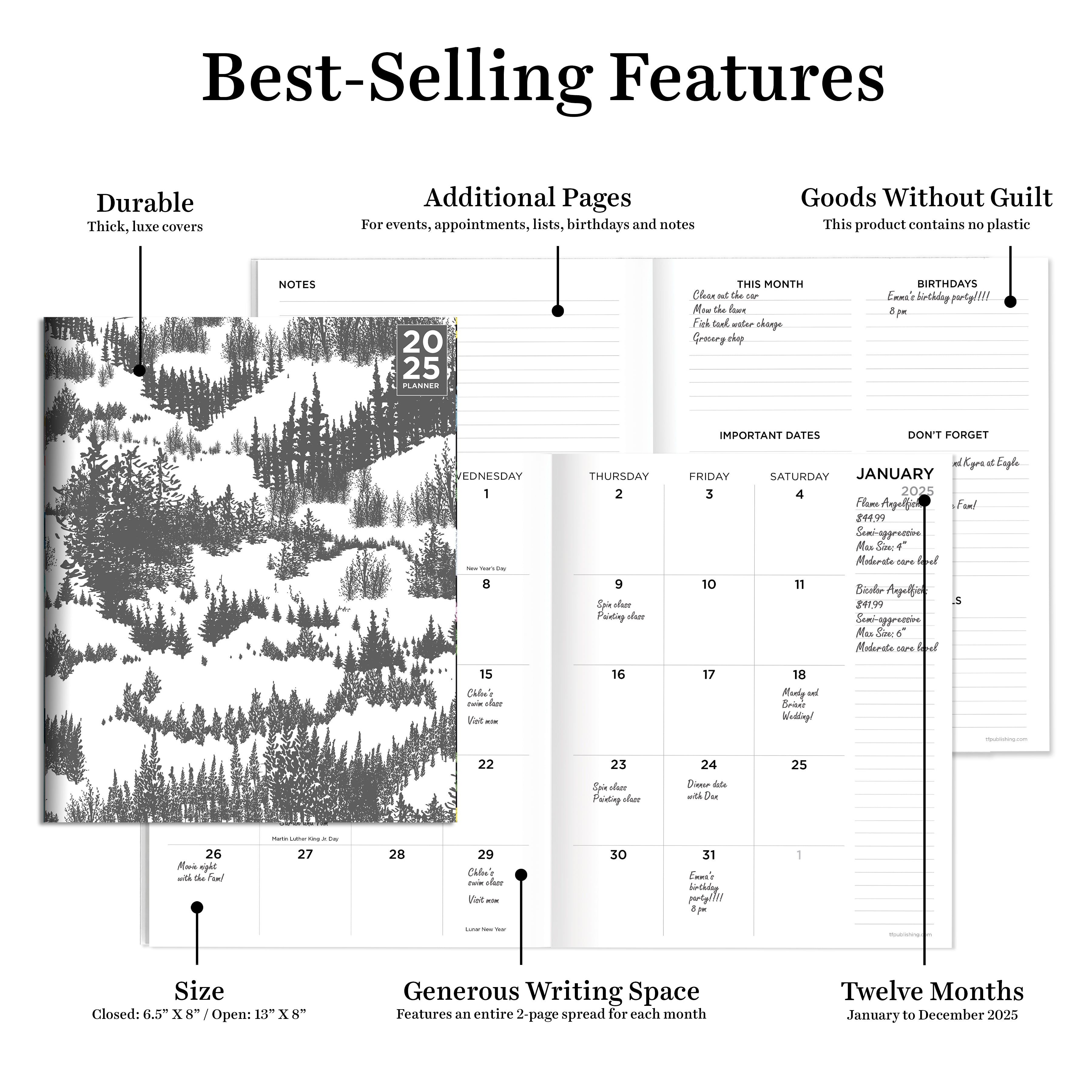 2025 Grey Forest Medium Monthly Planner SELWII