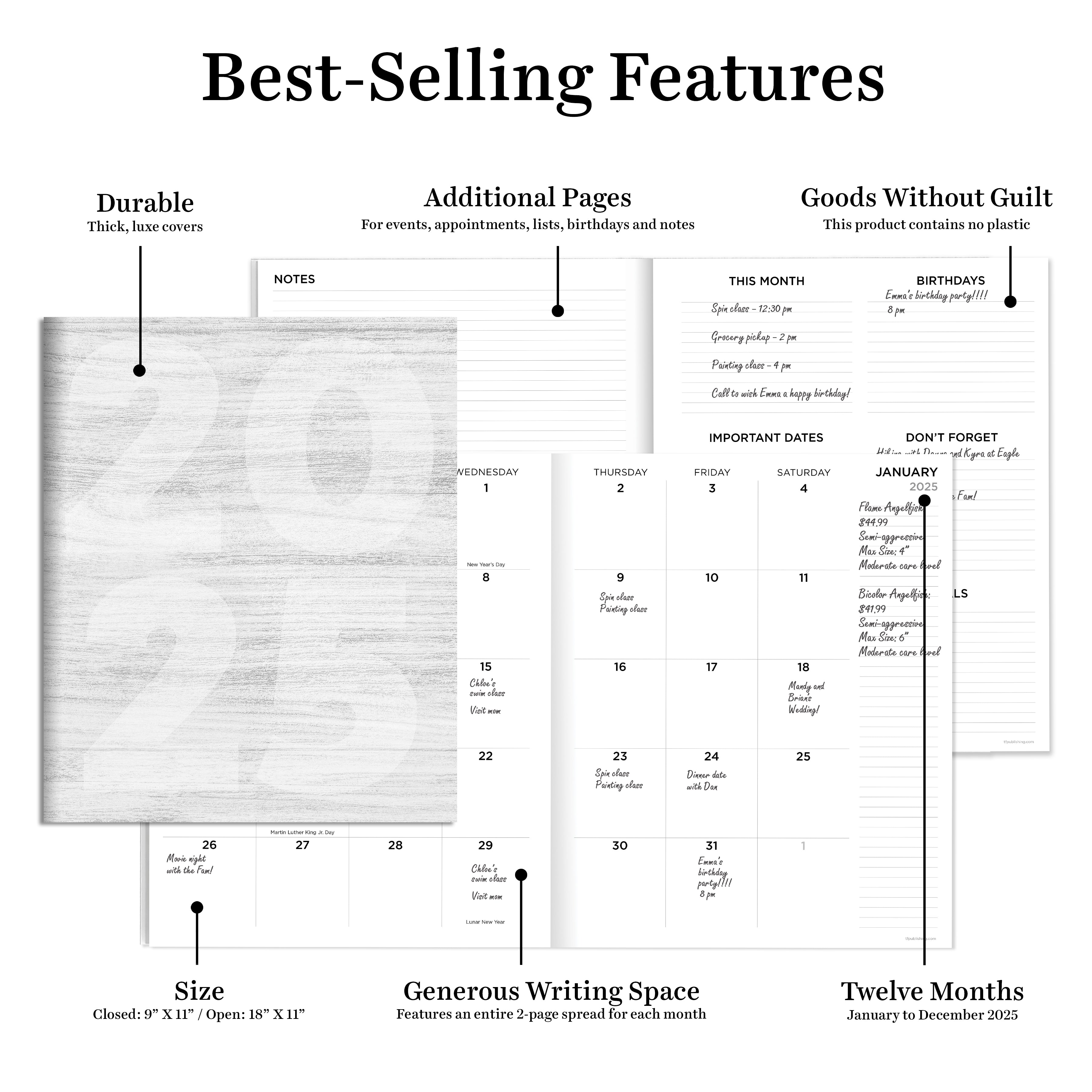 2025 Driftwood Large Monthly Planner SELWII