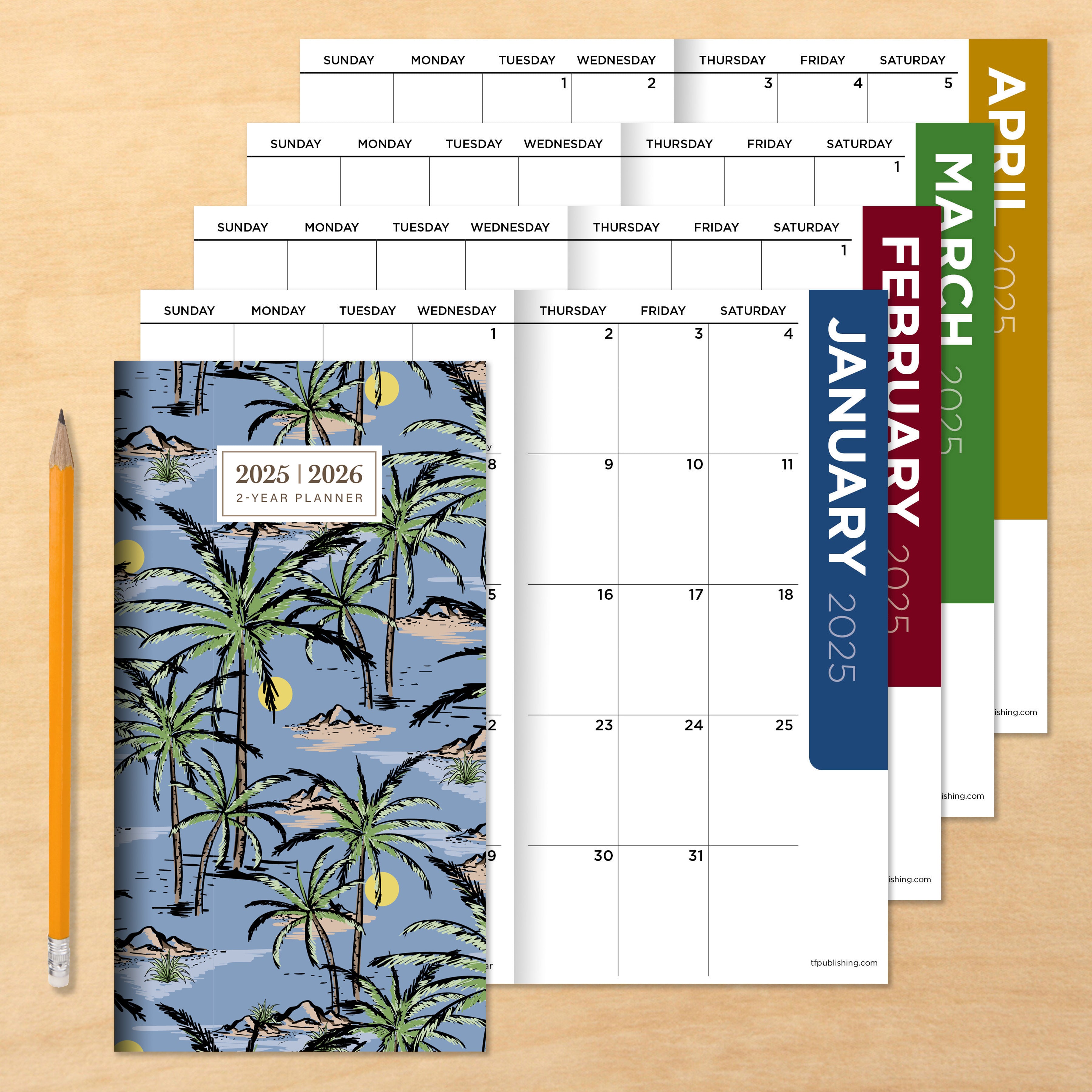 2025-2026 Aloha Palms Small Monthly Pocket Planner SELWII