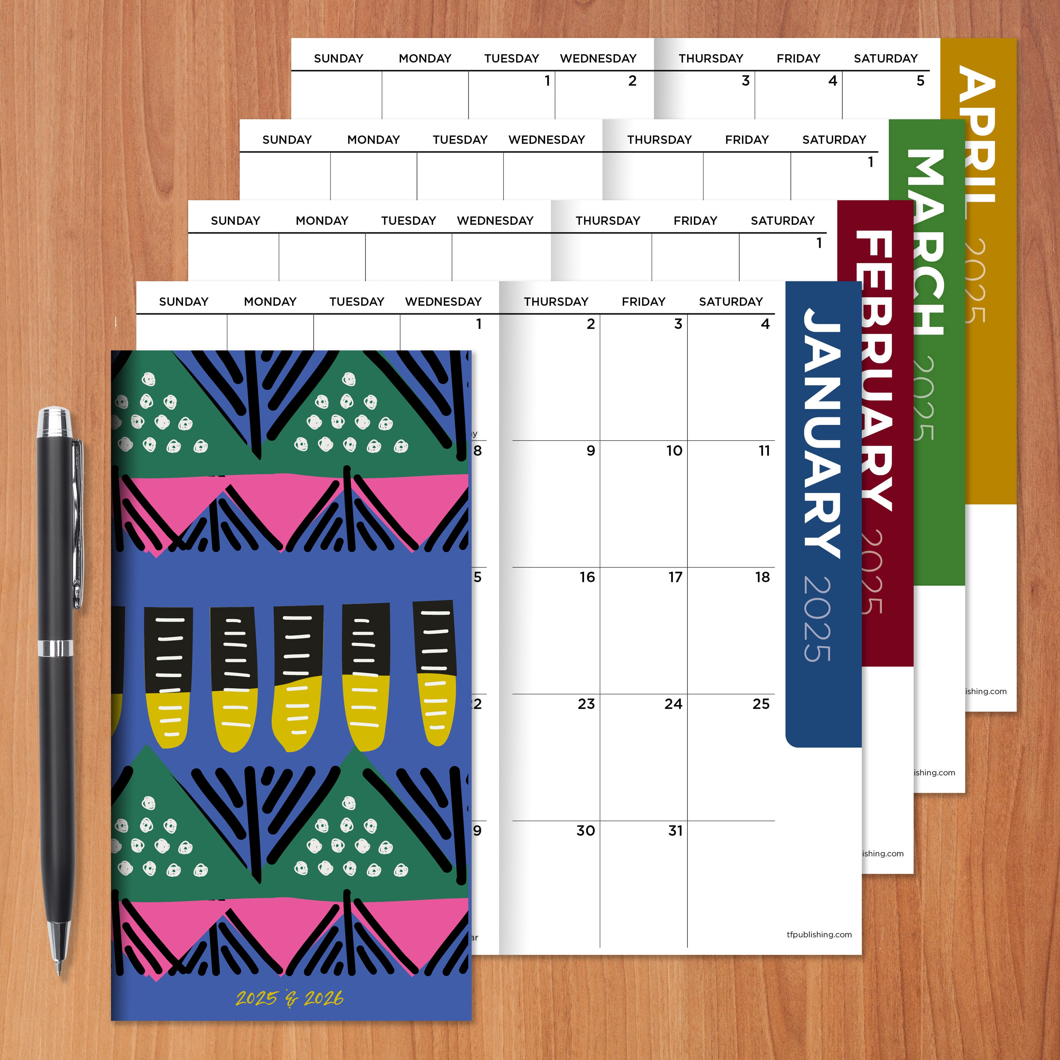 2025-2026 Bright Tribal Small Monthly Pocket Planner SELWII