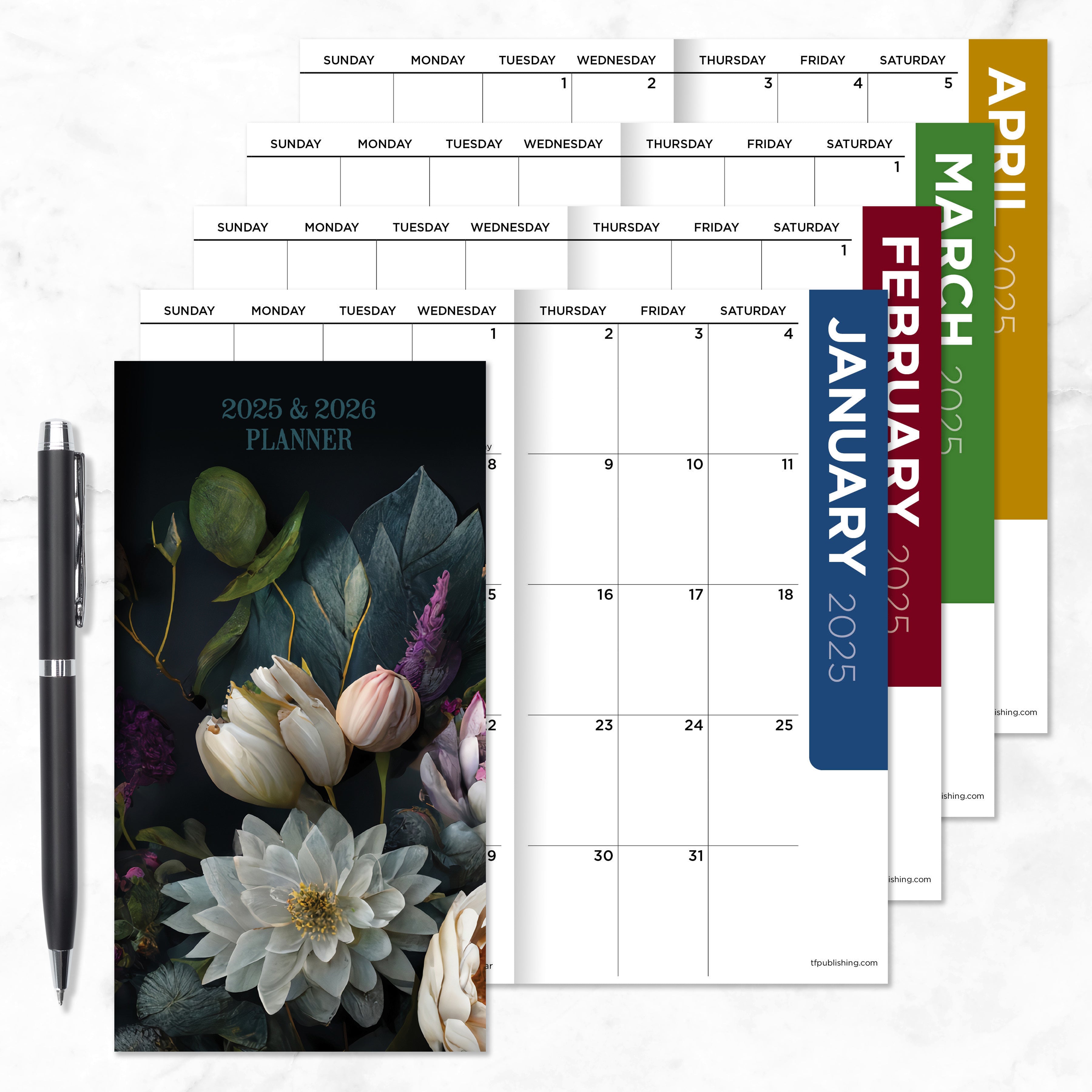 2025-2026 Dutch Flora Small Monthly Pocket Planner SELWII