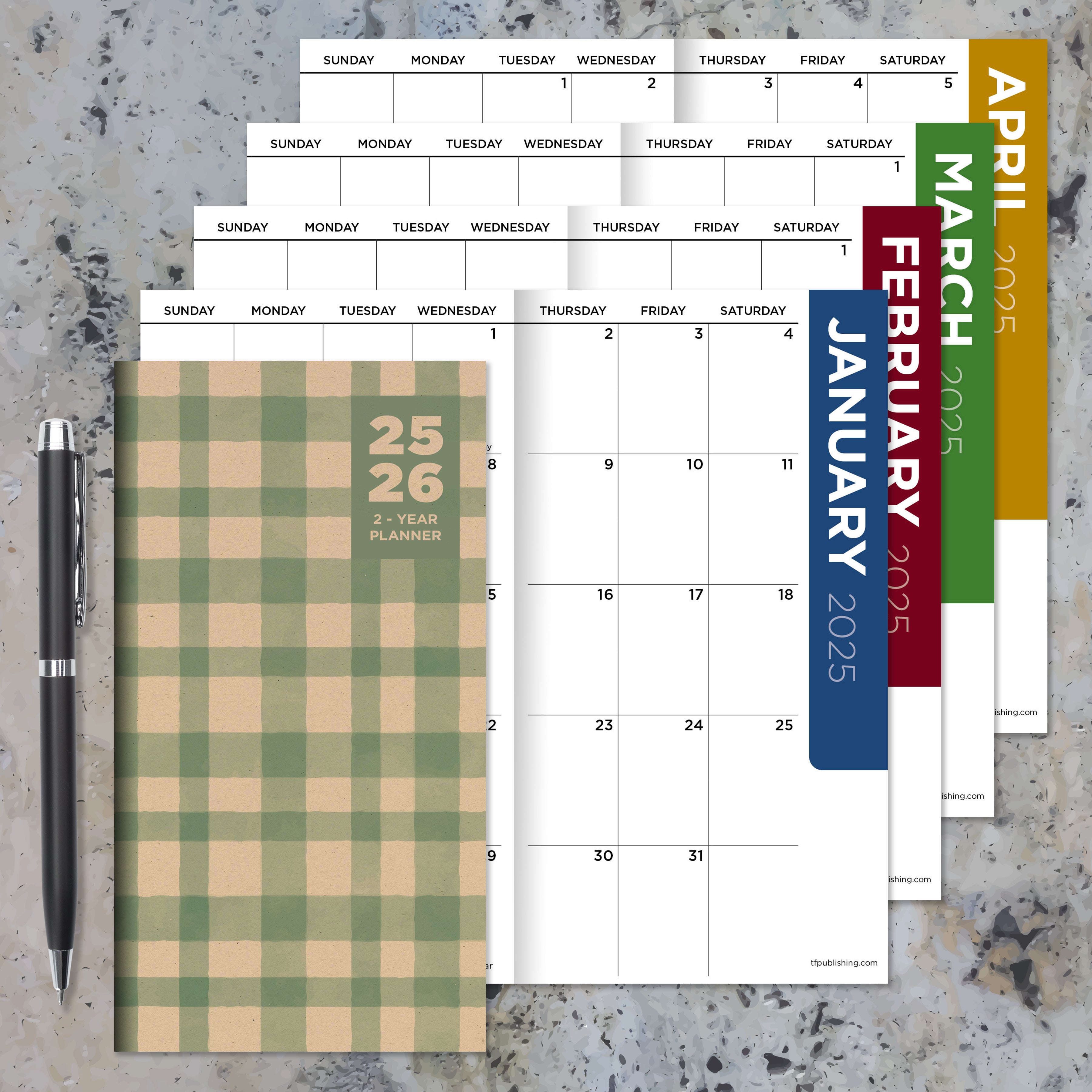 2025-2026 Farmhouse Gingham Small Monthly Pocket Planner SELWII