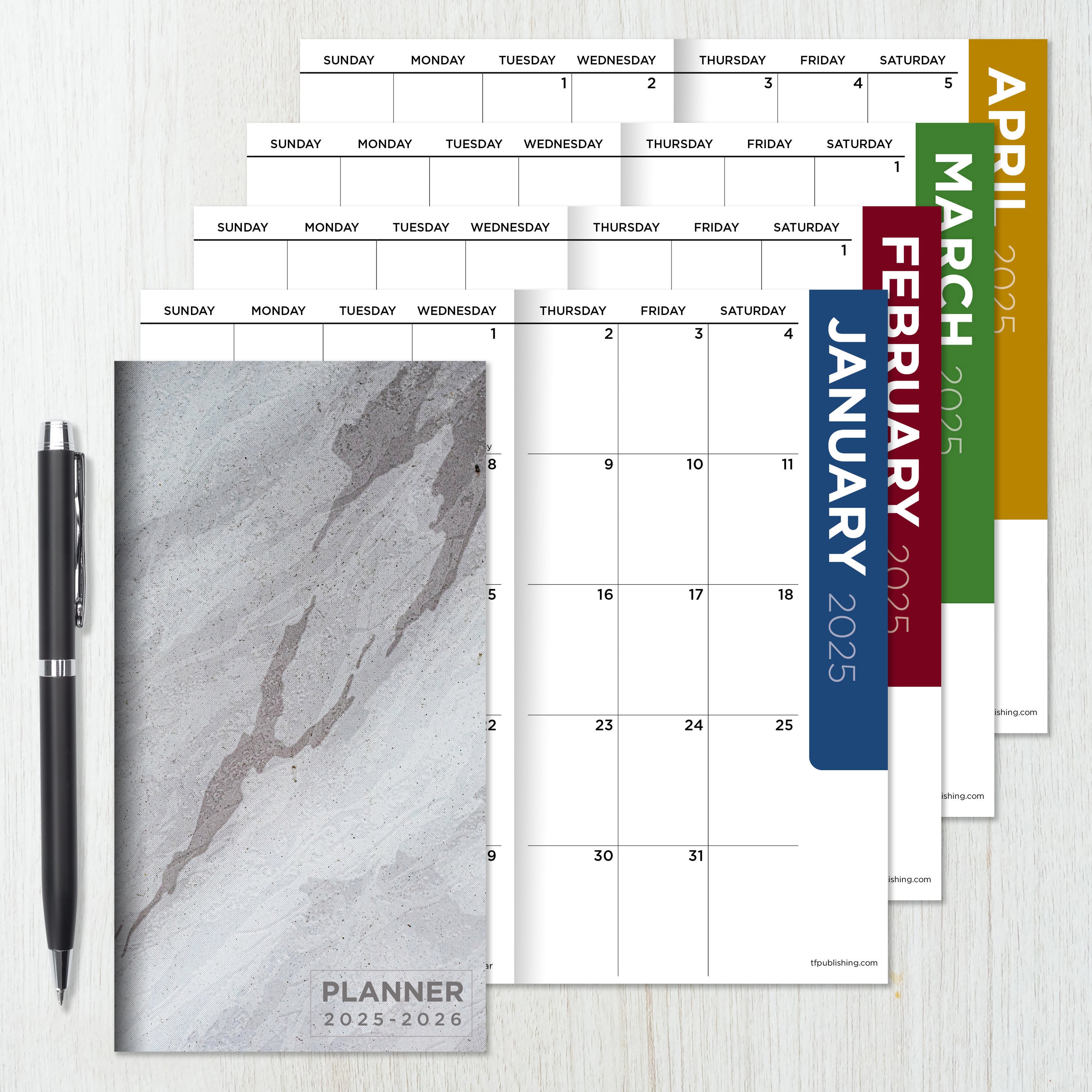 2025-2026 Gray Granite Small Monthly Pocket Planner SELWII