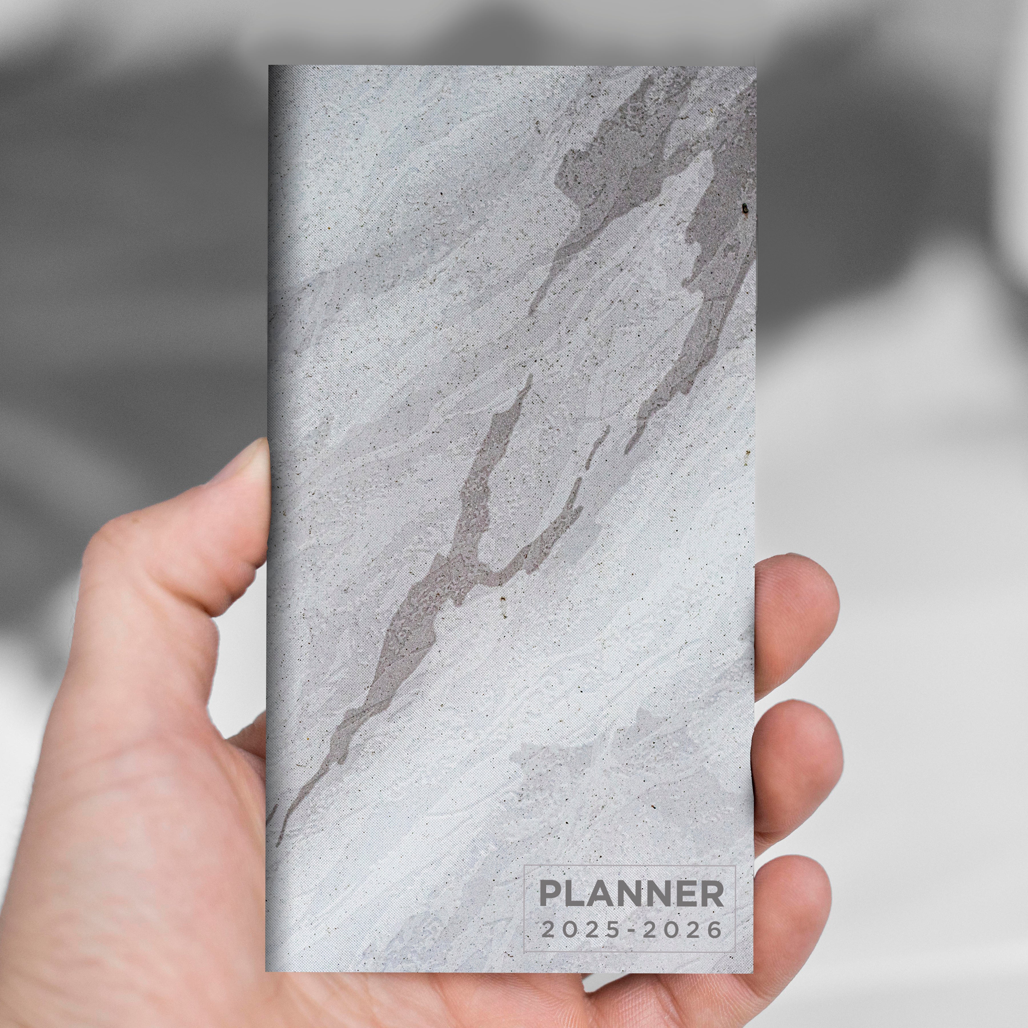 2025-2026 Gray Granite Small Monthly Pocket Planner SELWII