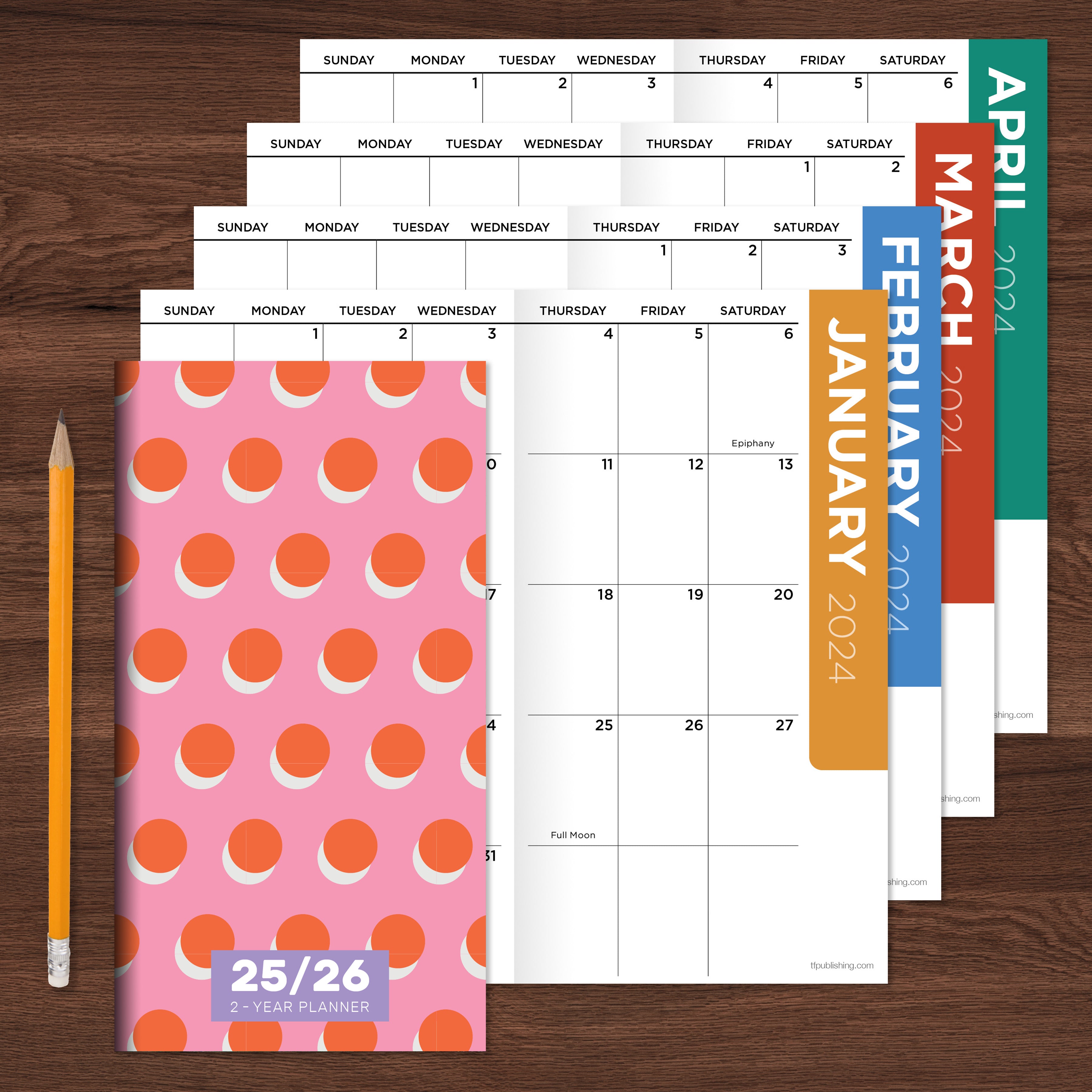 2025-2026 Pink Orange Crush Small Monthly Pocket Planner SELWII