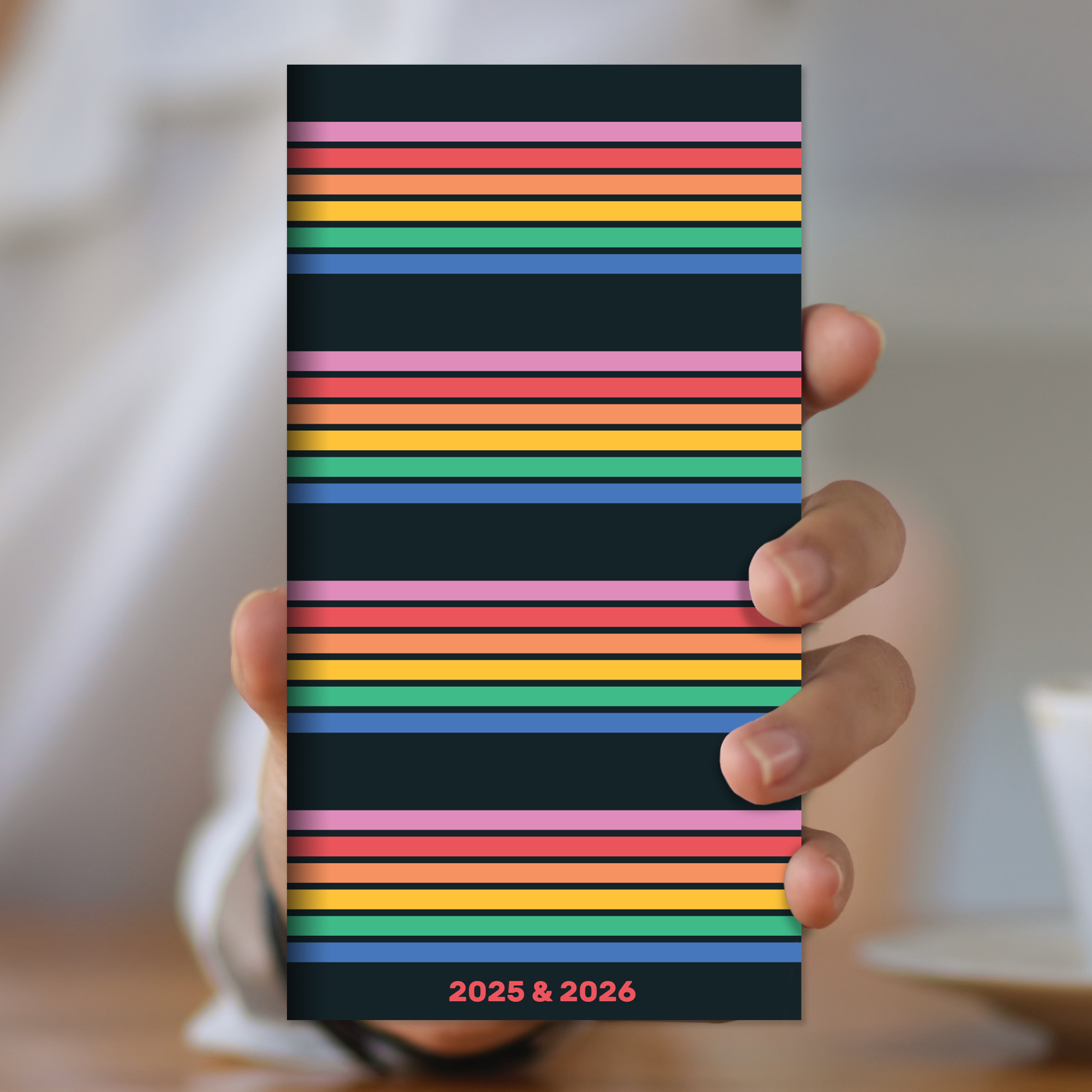 2025-2026 Retro Stripe Small Monthly Pocket Planner SELWII