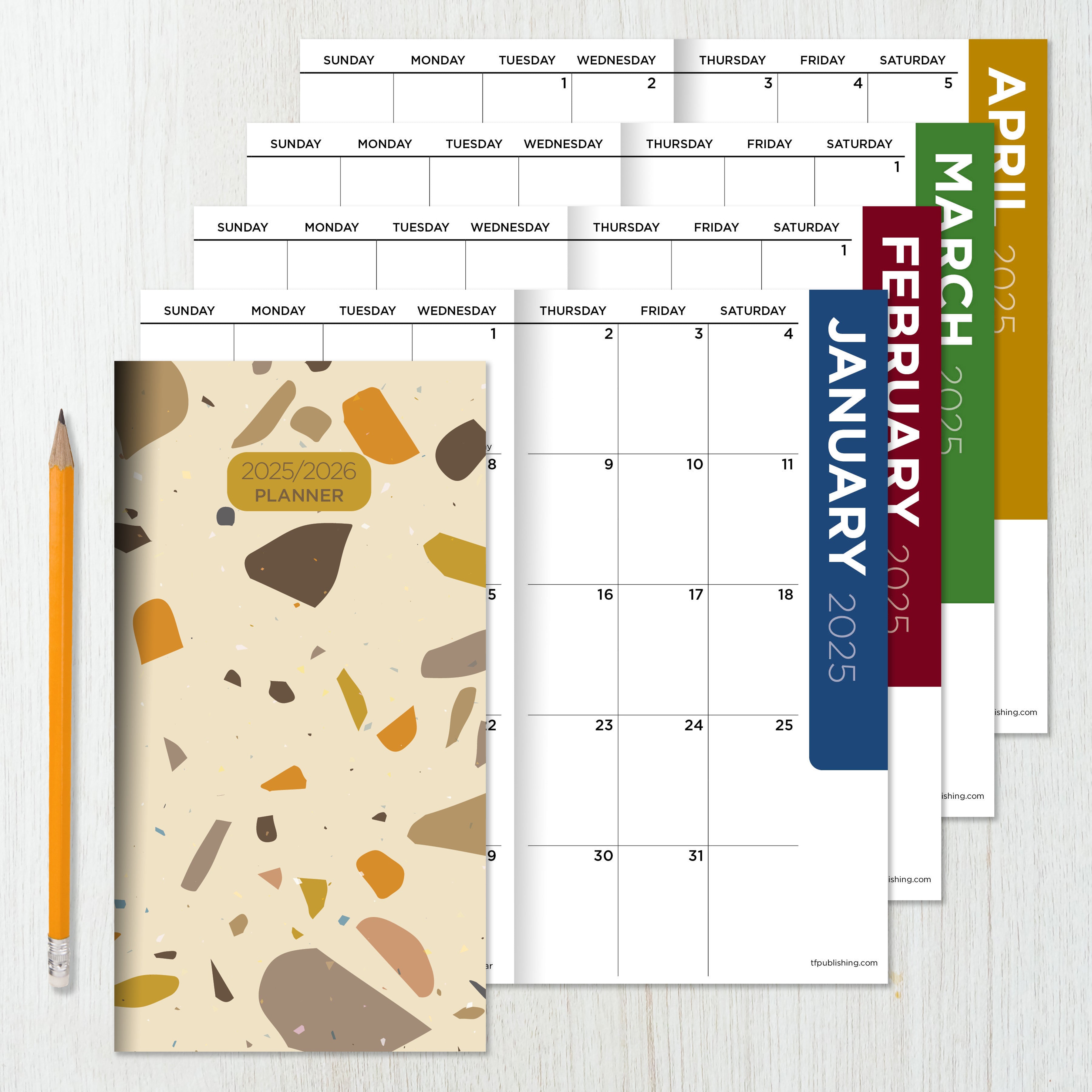 2025-2026 Terrazzo Small Monthly Pocket Planner SELWII