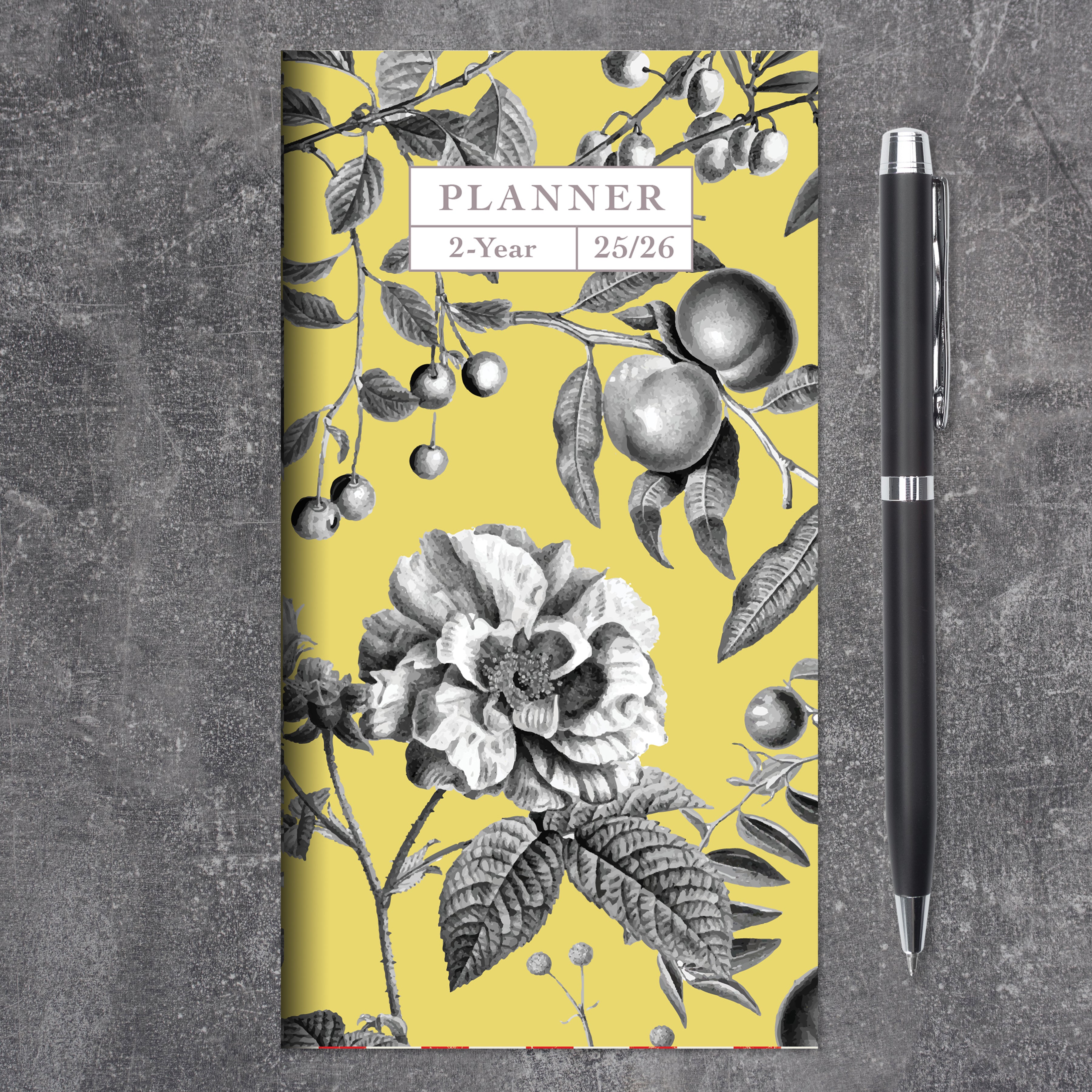 2025-2026 Yellow Botanical Small Monthly Pocket Planner SELWII