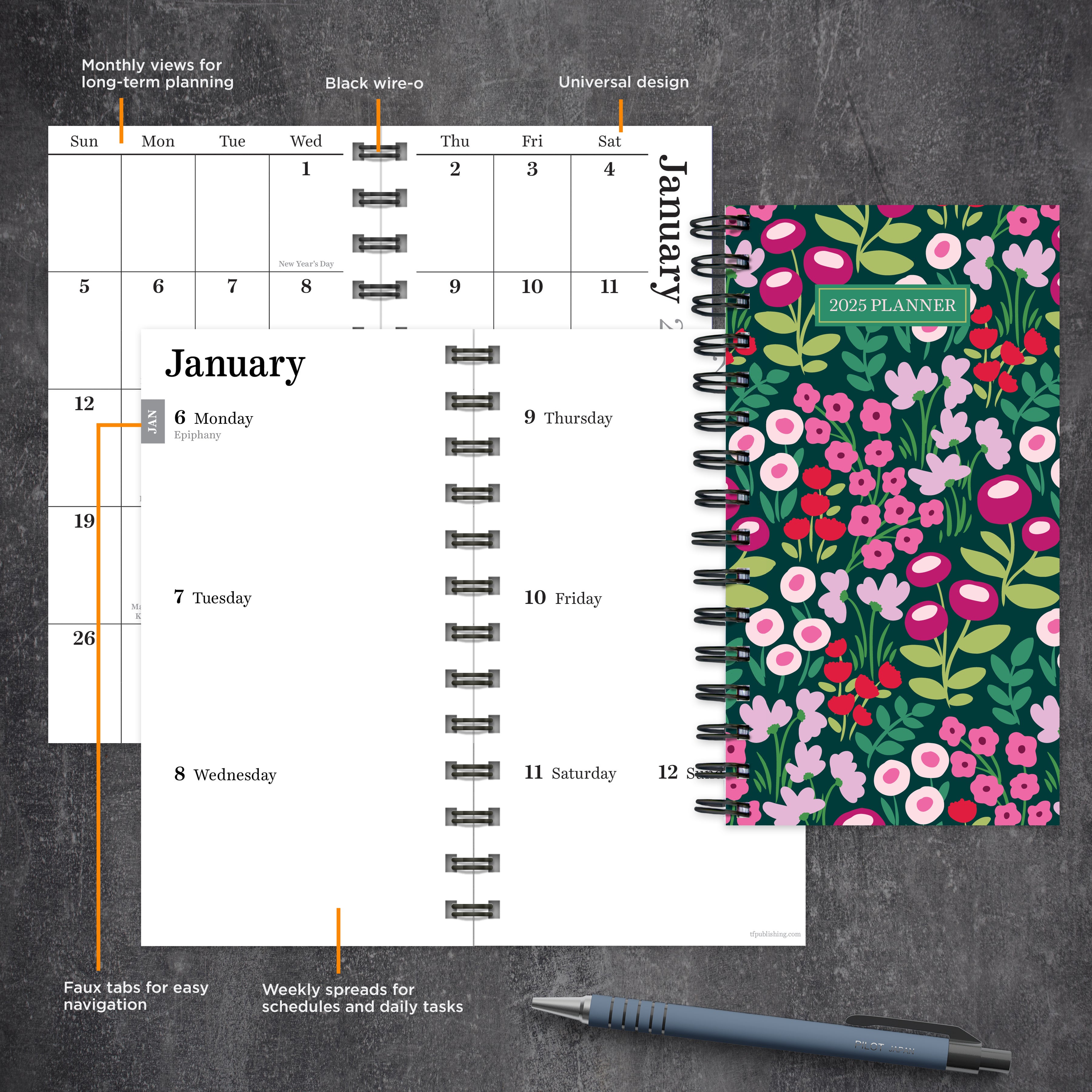 2025 Floral Burst Small Weekly Monthly Planner SELWII