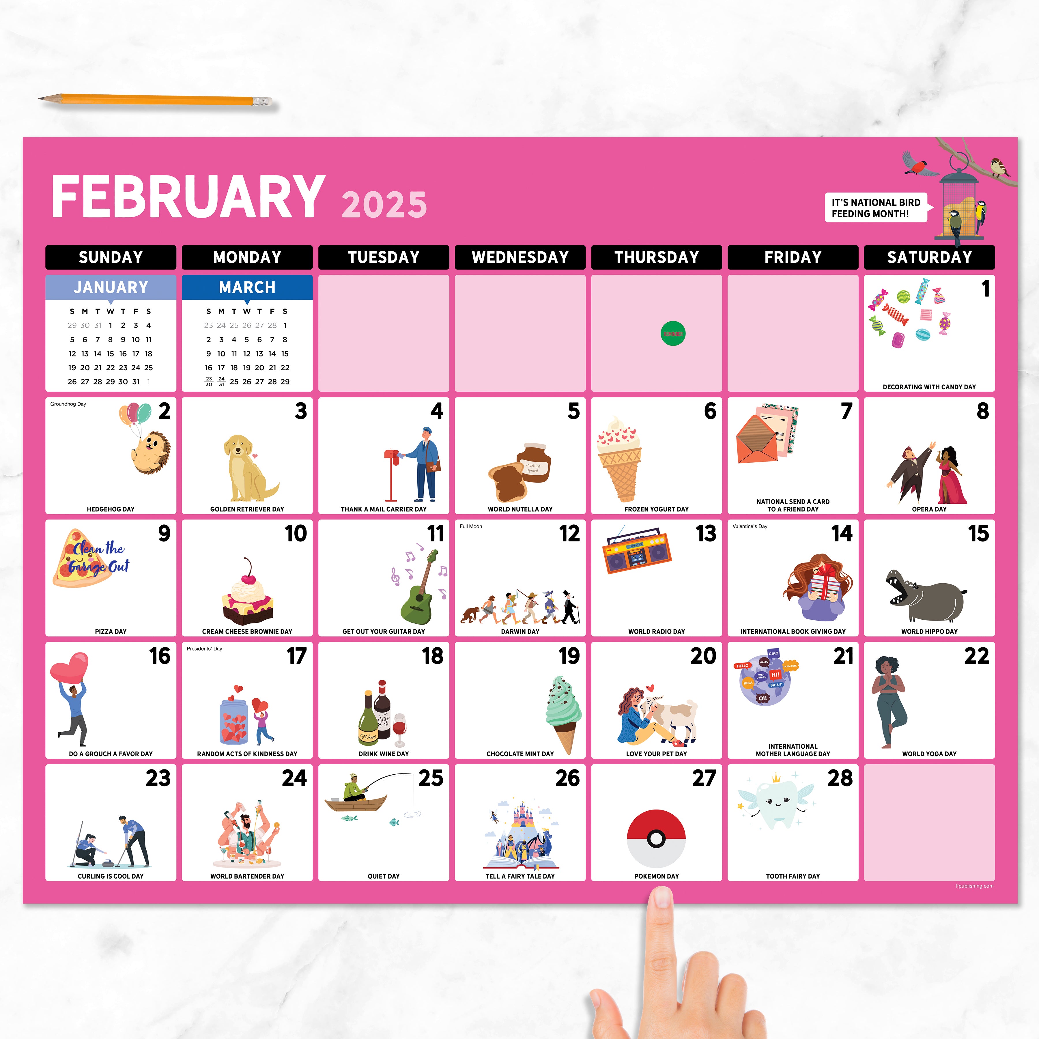 2025 Every Day's A Holiday Large Desk Pad Monthly Blotter Calendar SELWII