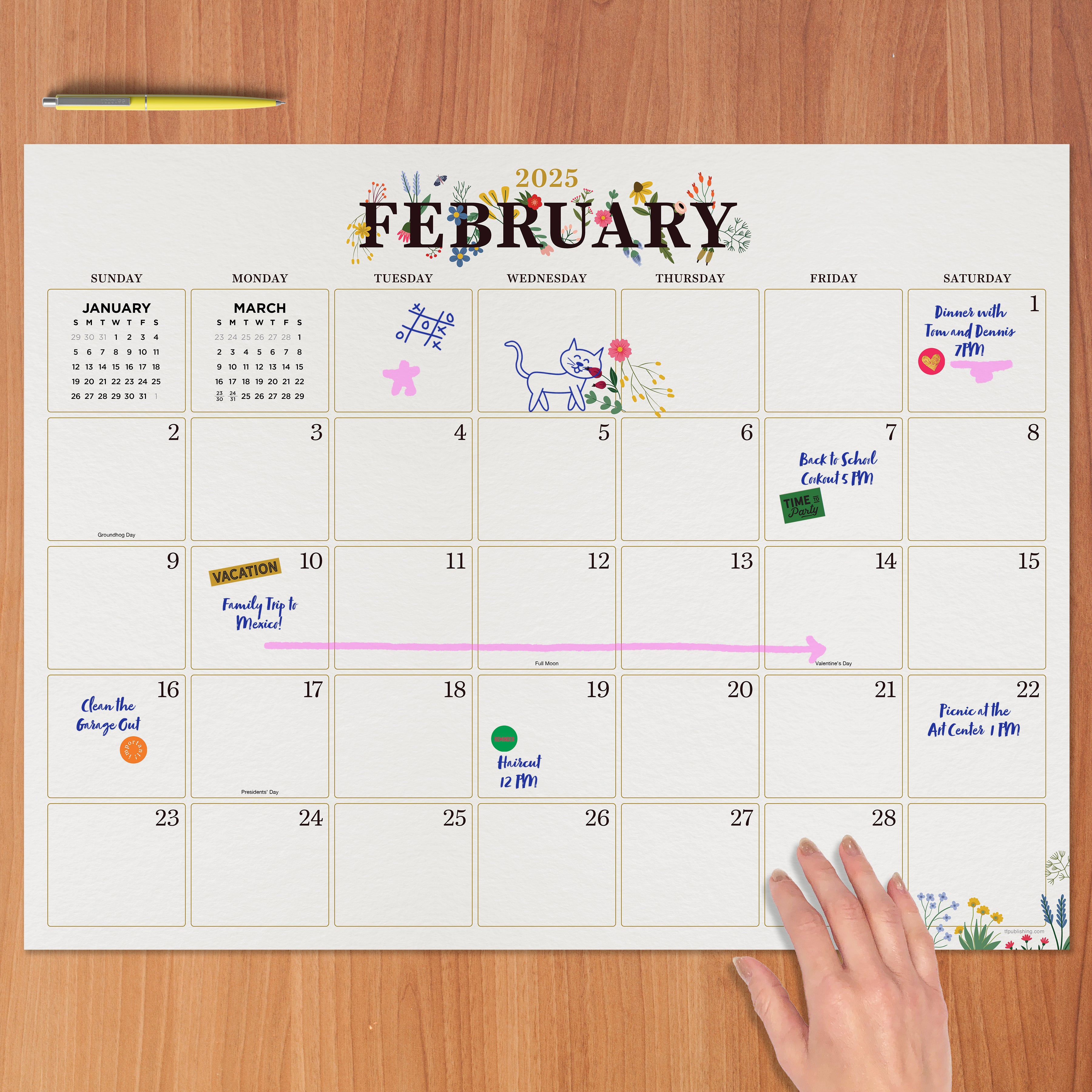 2025 Floral Large Desk Pad Monthly Blotter Calendar SELWII