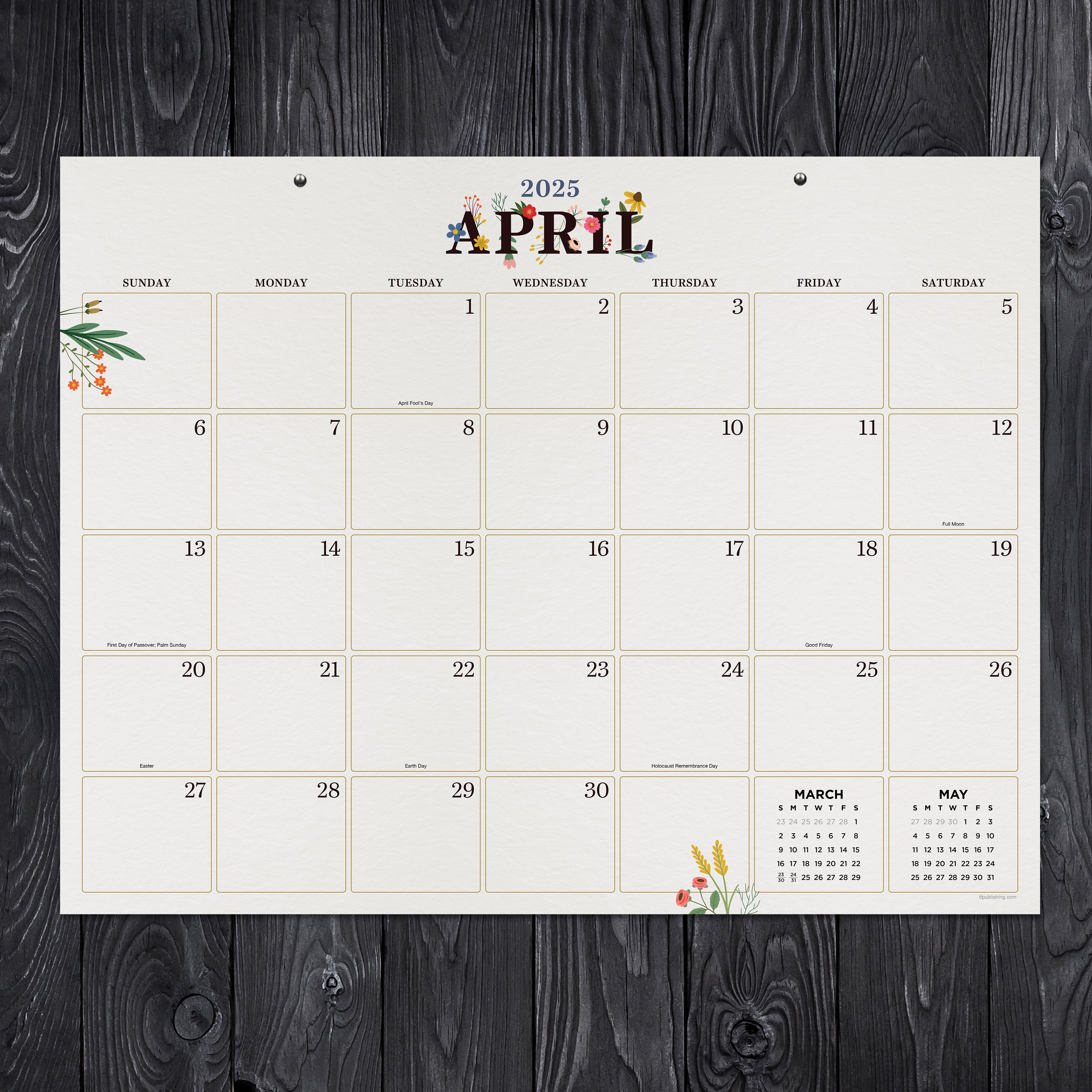 2025 Floral Large Desk Pad Monthly Blotter Calendar SELWII