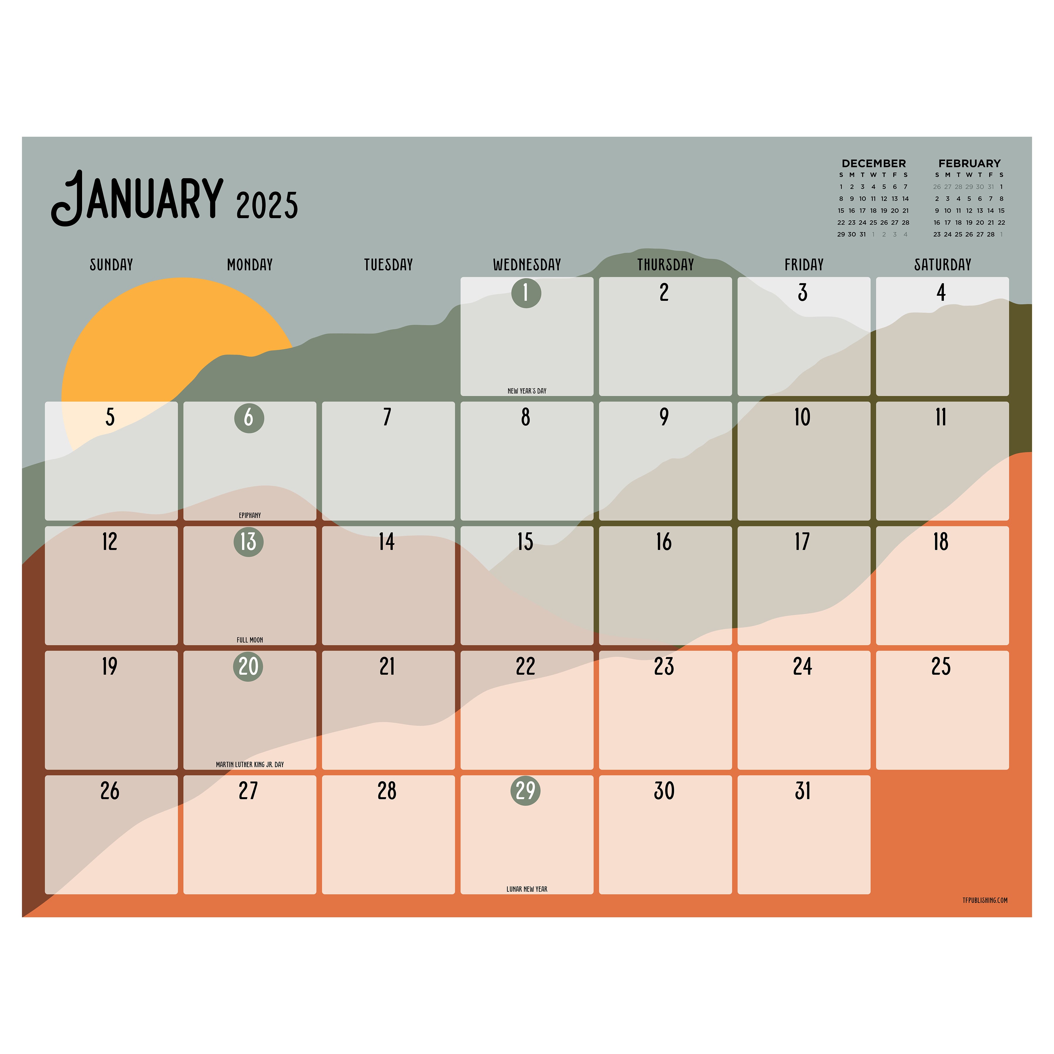 2025 Landscapes Large Desk Pad Monthly Blotter Calendar SELWII