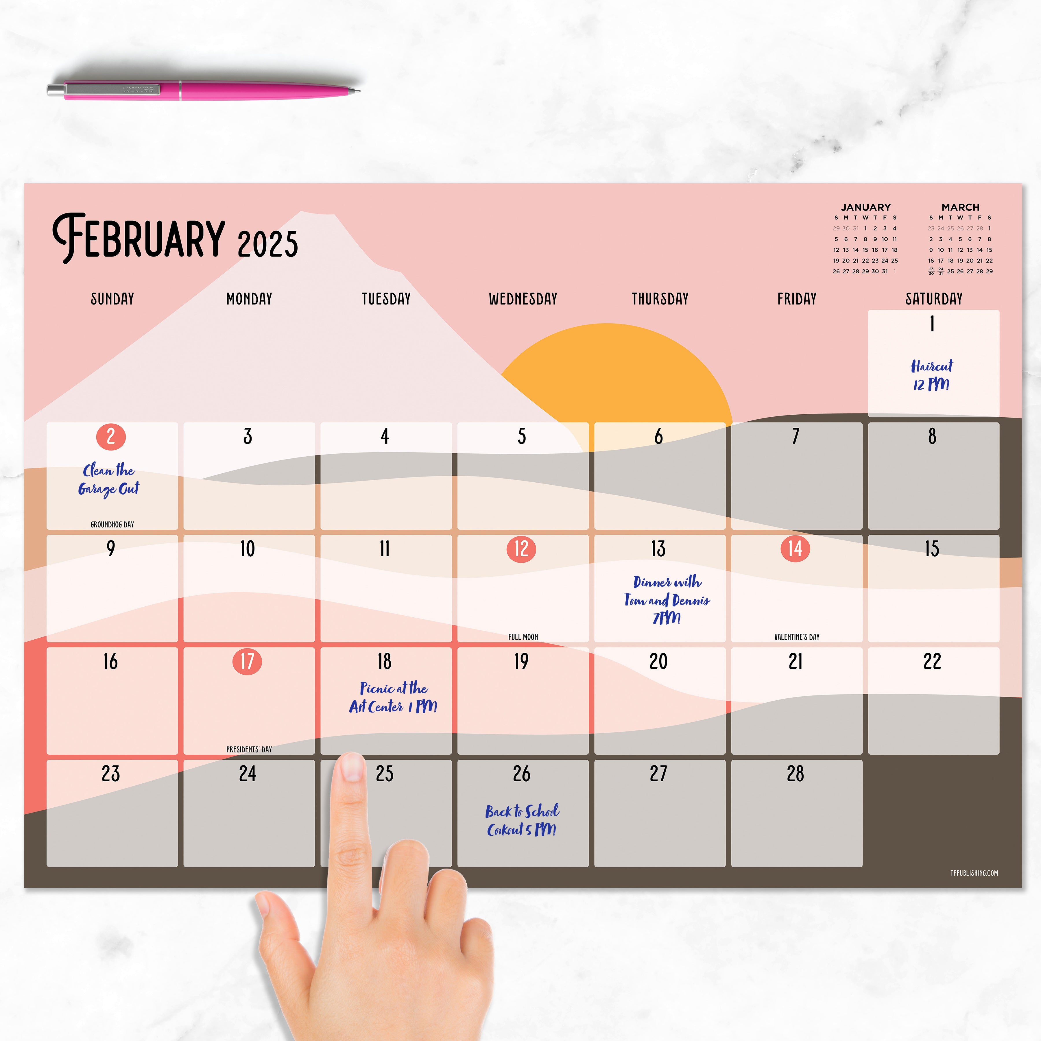 2025 Super Stripe Large Desk Pad Monthly Blotter Calendar SELWII