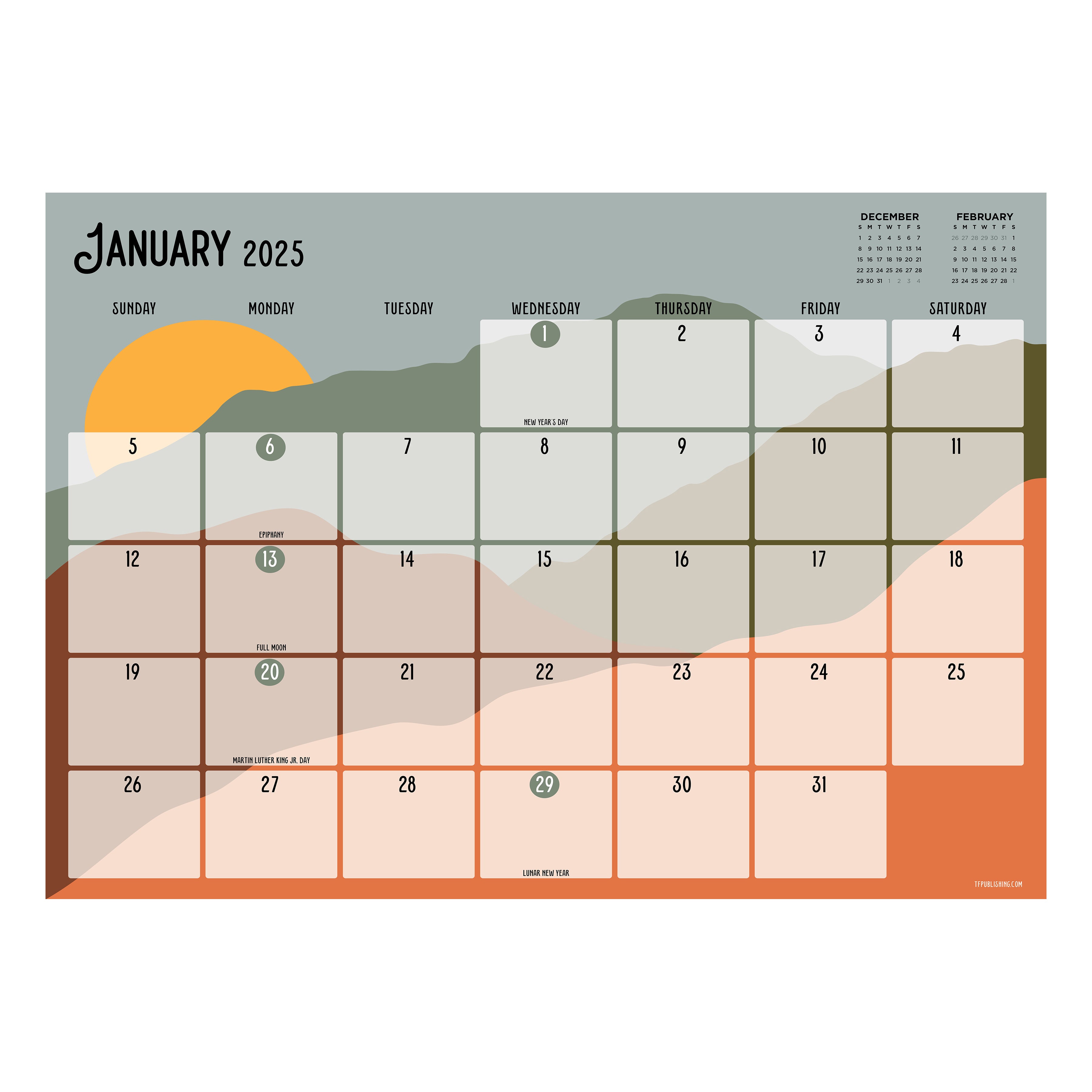 2025 Super Stripe Large Desk Pad Monthly Blotter Calendar SELWII