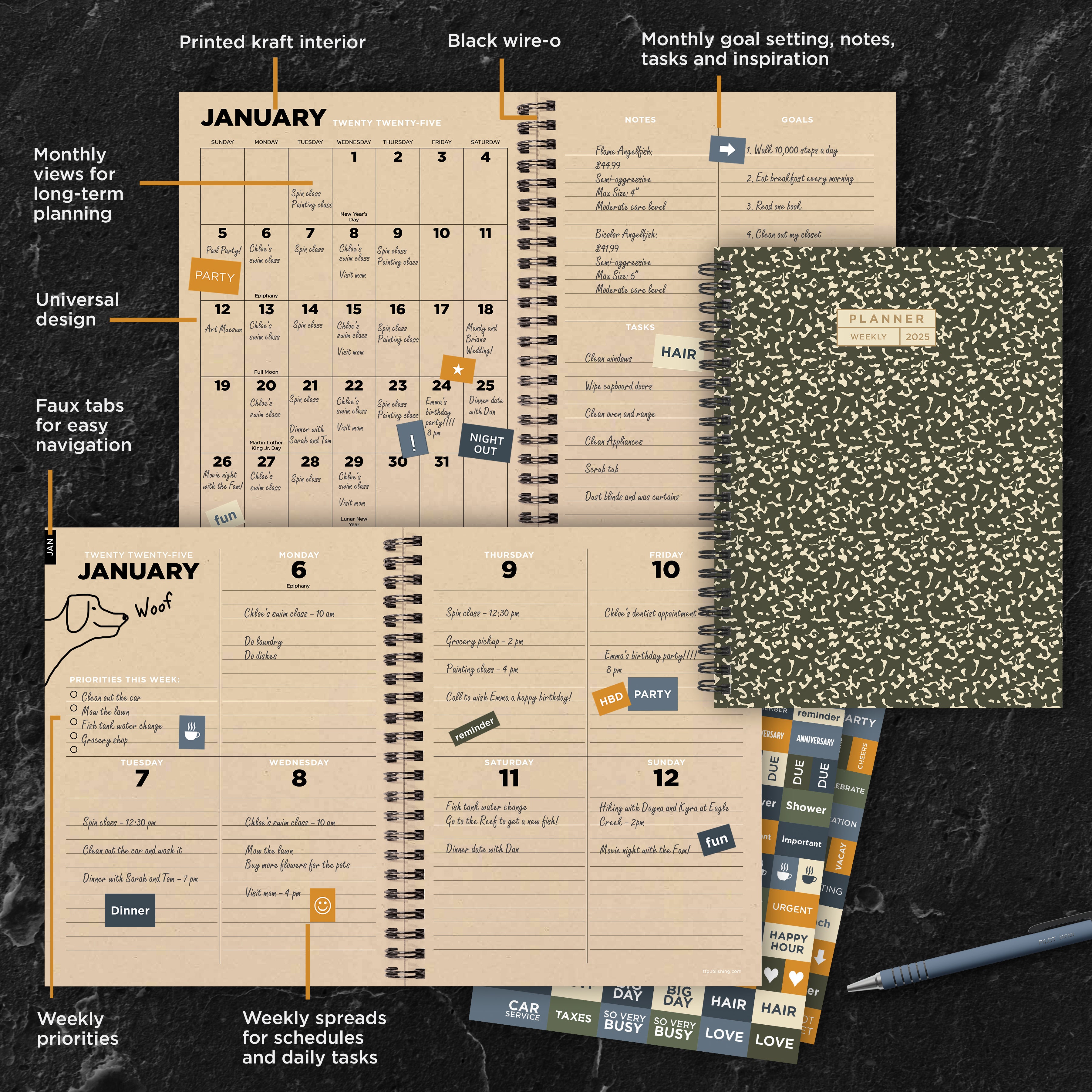 2025 Classic Composition Medium Weekly Monthly Planner SELWII