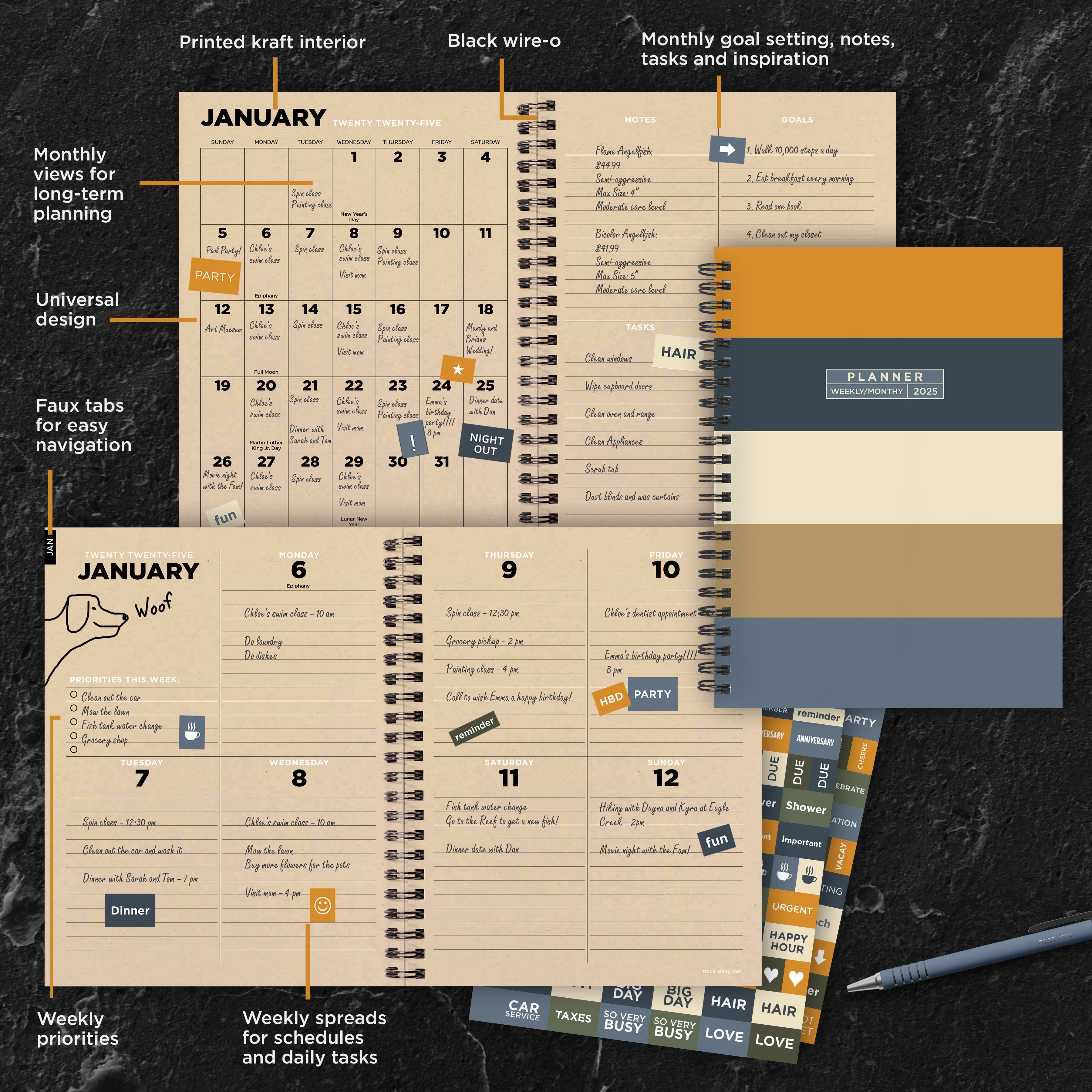 2025 Element Layers Medium Weekly Monthly Planner SELWII