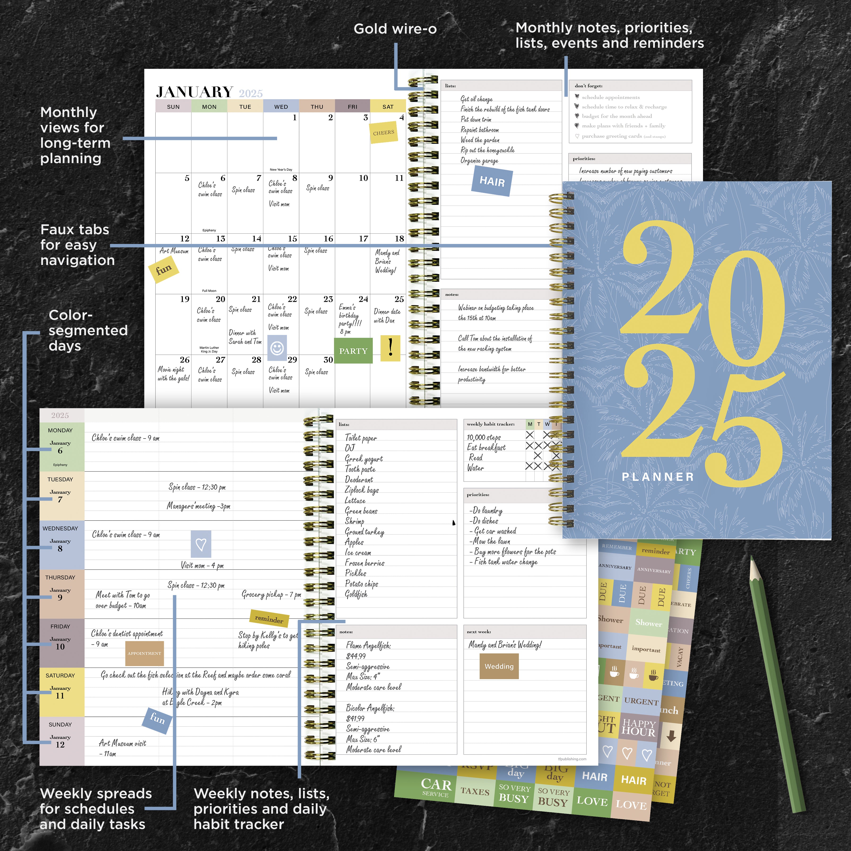 2025 Italian Sky Medium Weekly Monthly Planner SELWII