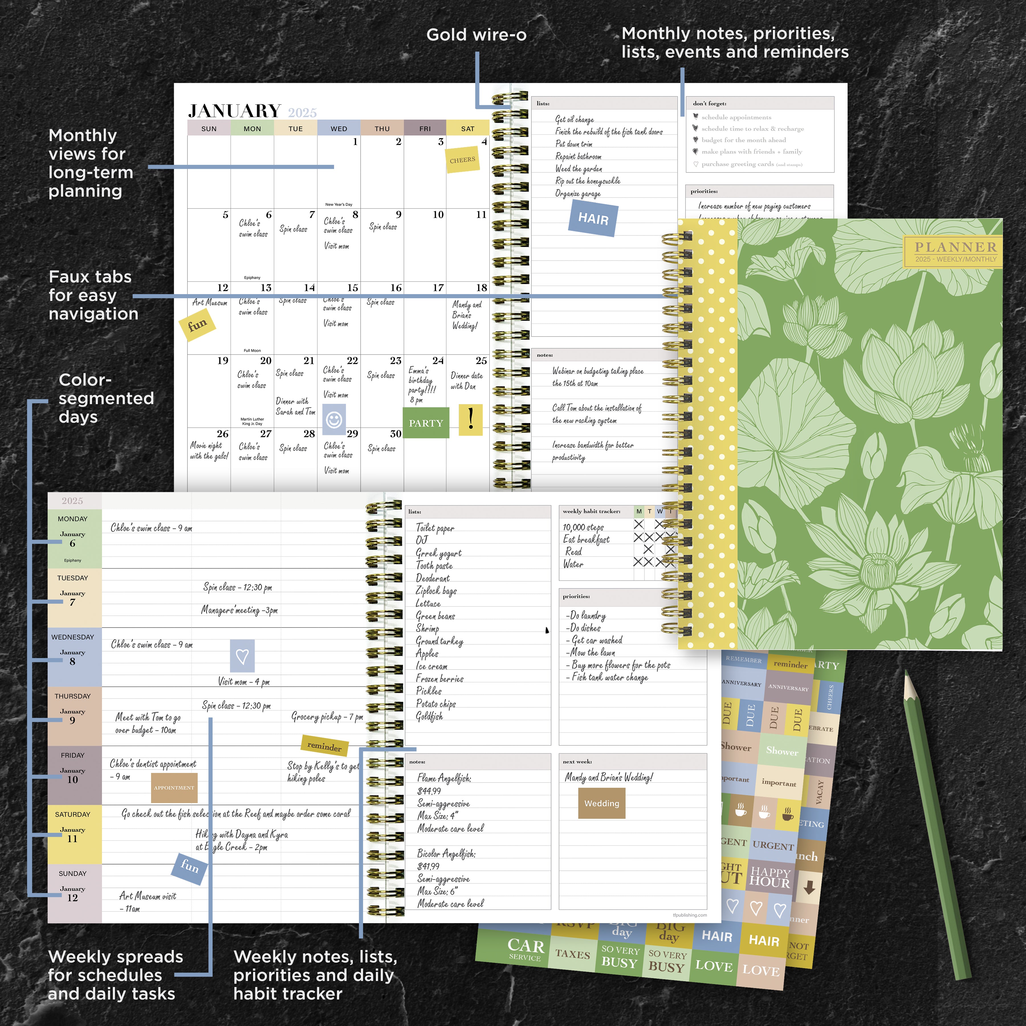 2025 Lotus Medium Weekly Monthly Planner SELWII