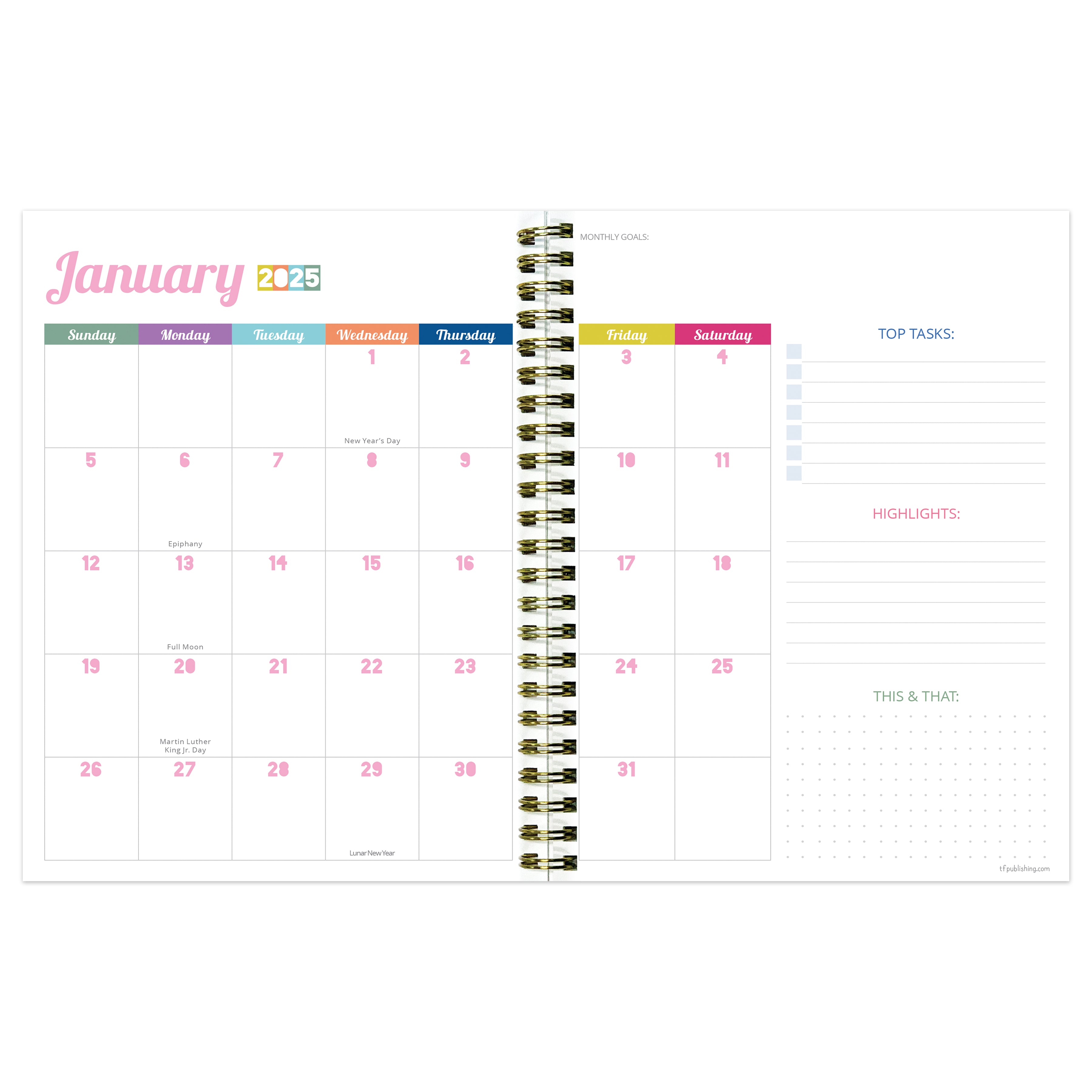 2025 Happy Hibiscus Medium Weekly Monthly Planner SELWII