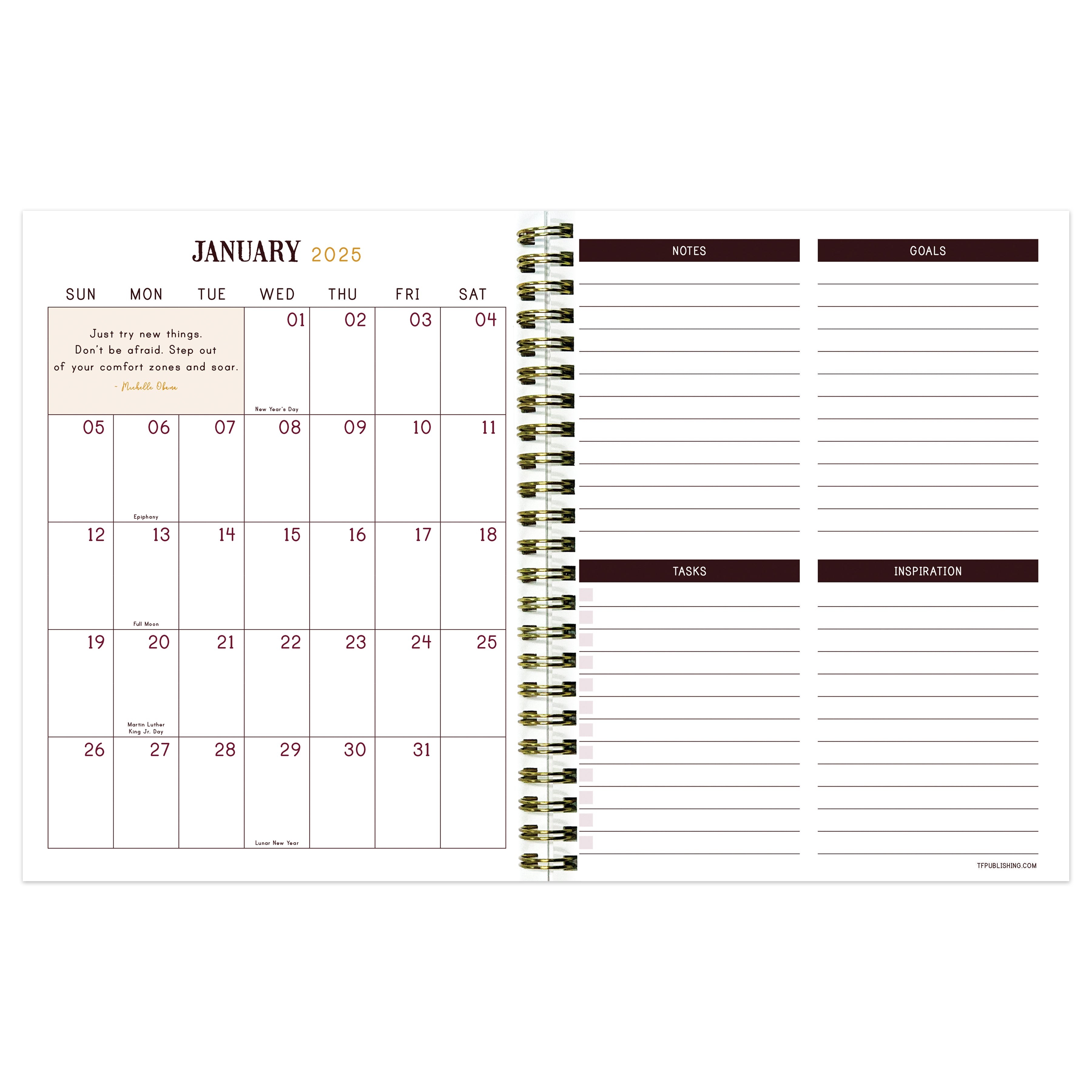 Aged Leather Medium Weekly Monthly Planner 2025