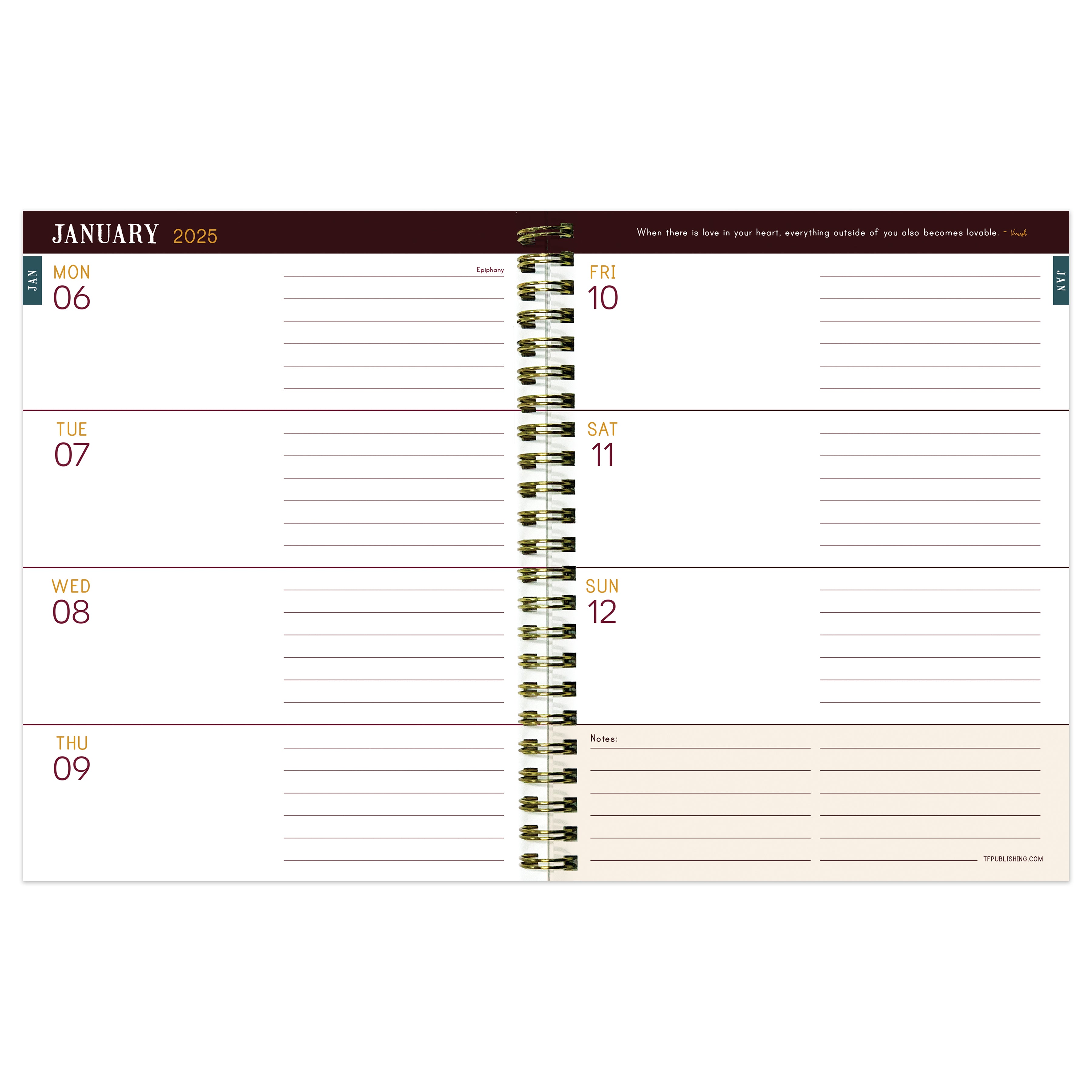 Aged Leather Medium 2025 Weekly Monthly Planner on SELWII