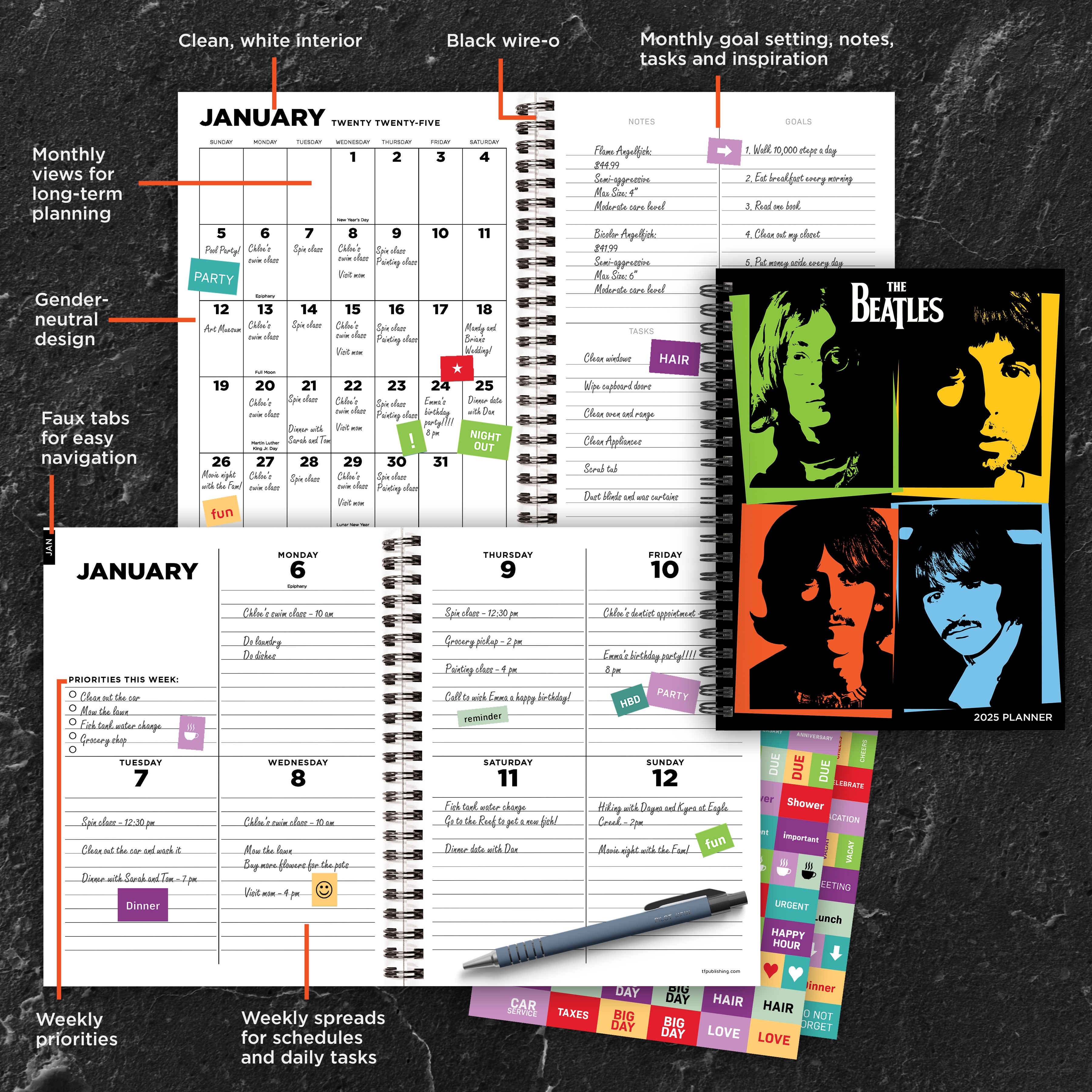 2025 The Beatles Medium Weekly Monthly Planner SELWII