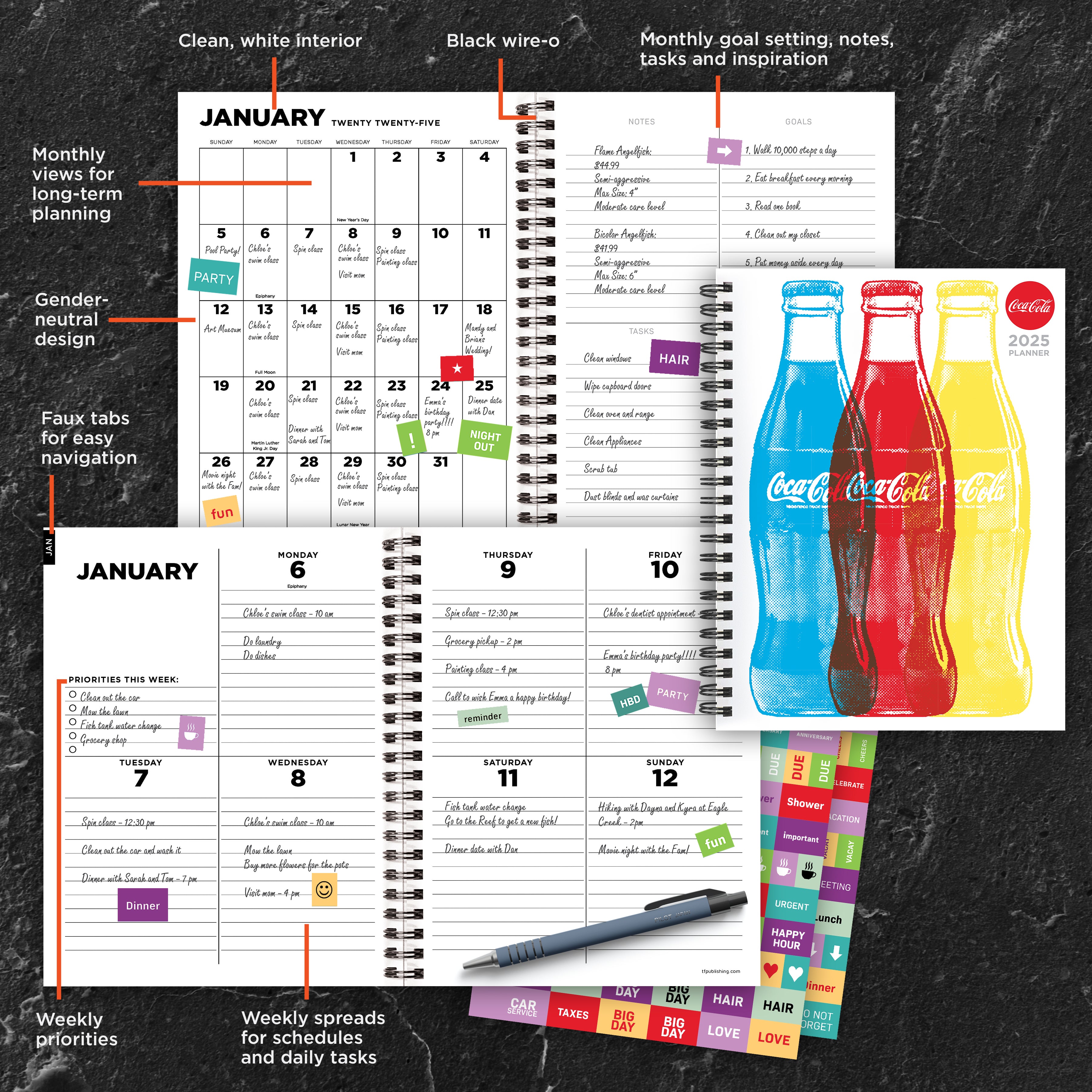 2025 Coca-Cola Medium Weekly Monthly Planner SELWII