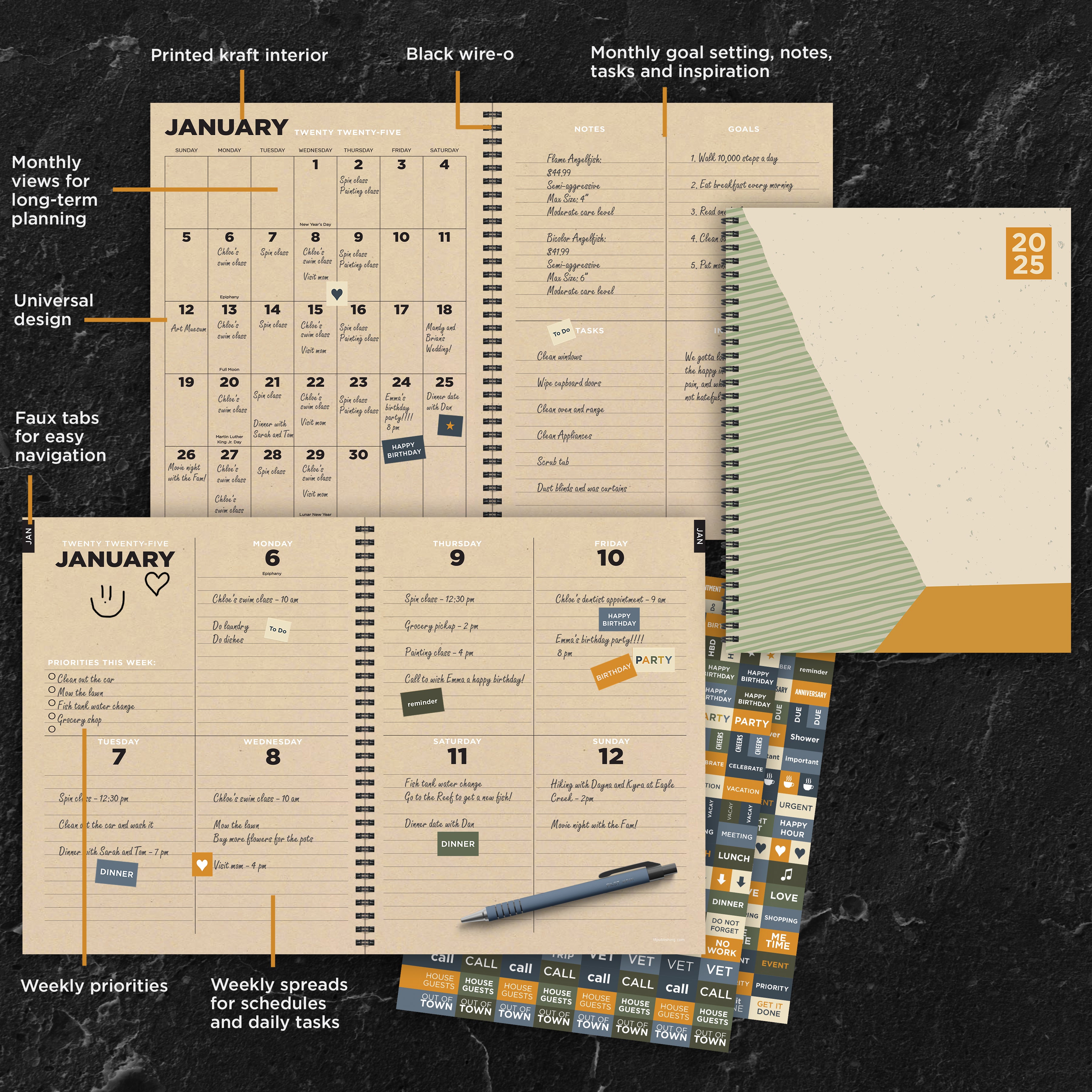 2025 Geometric Large Weekly Monthly Planner SELWII