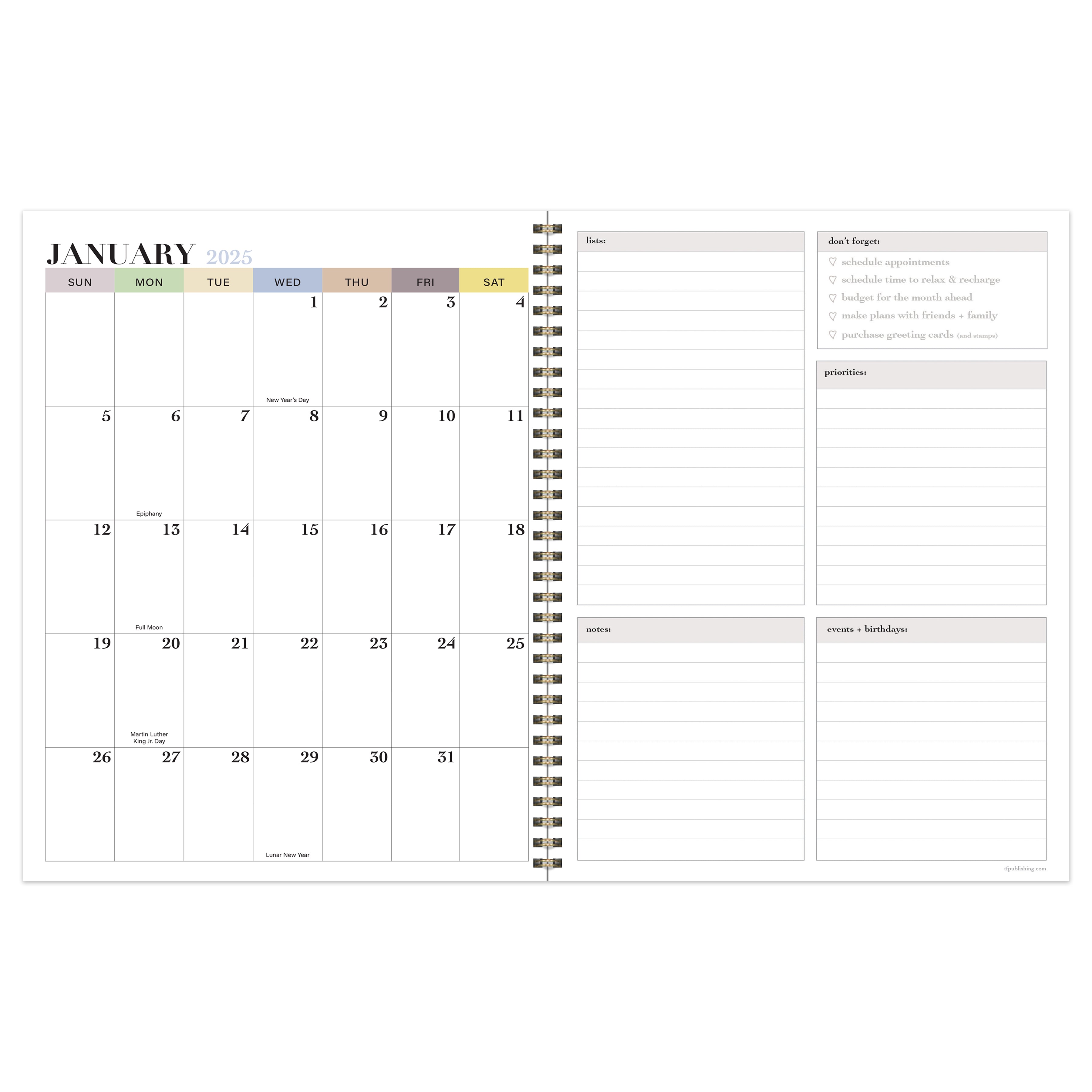 2025 Navy Grid Space Large Weekly Monthly Planner SELWII