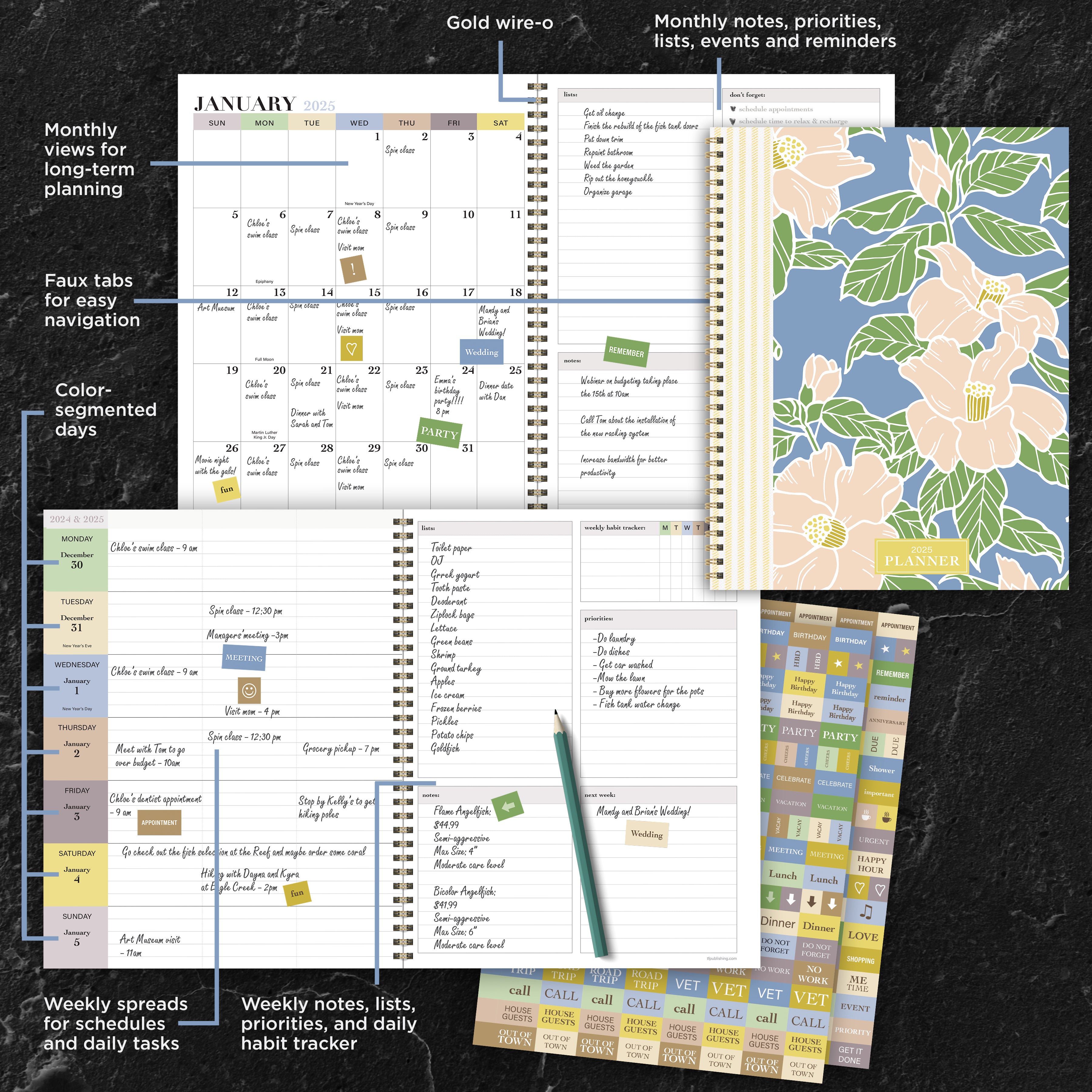 2025 Gardenia Large Weekly Monthly Planner SELWII