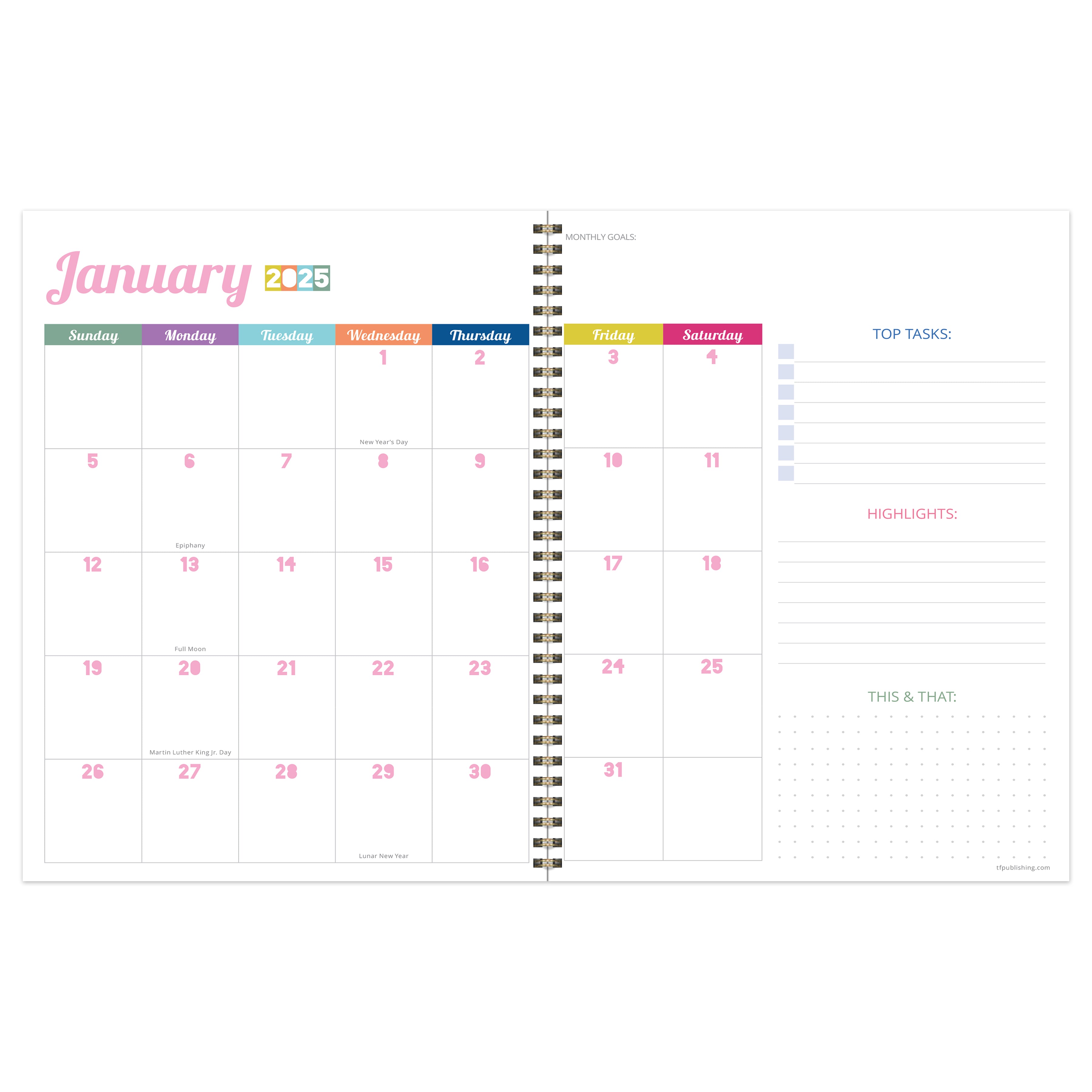 2025 Cobalt Dots Large Weekly Monthly Planner SELWII