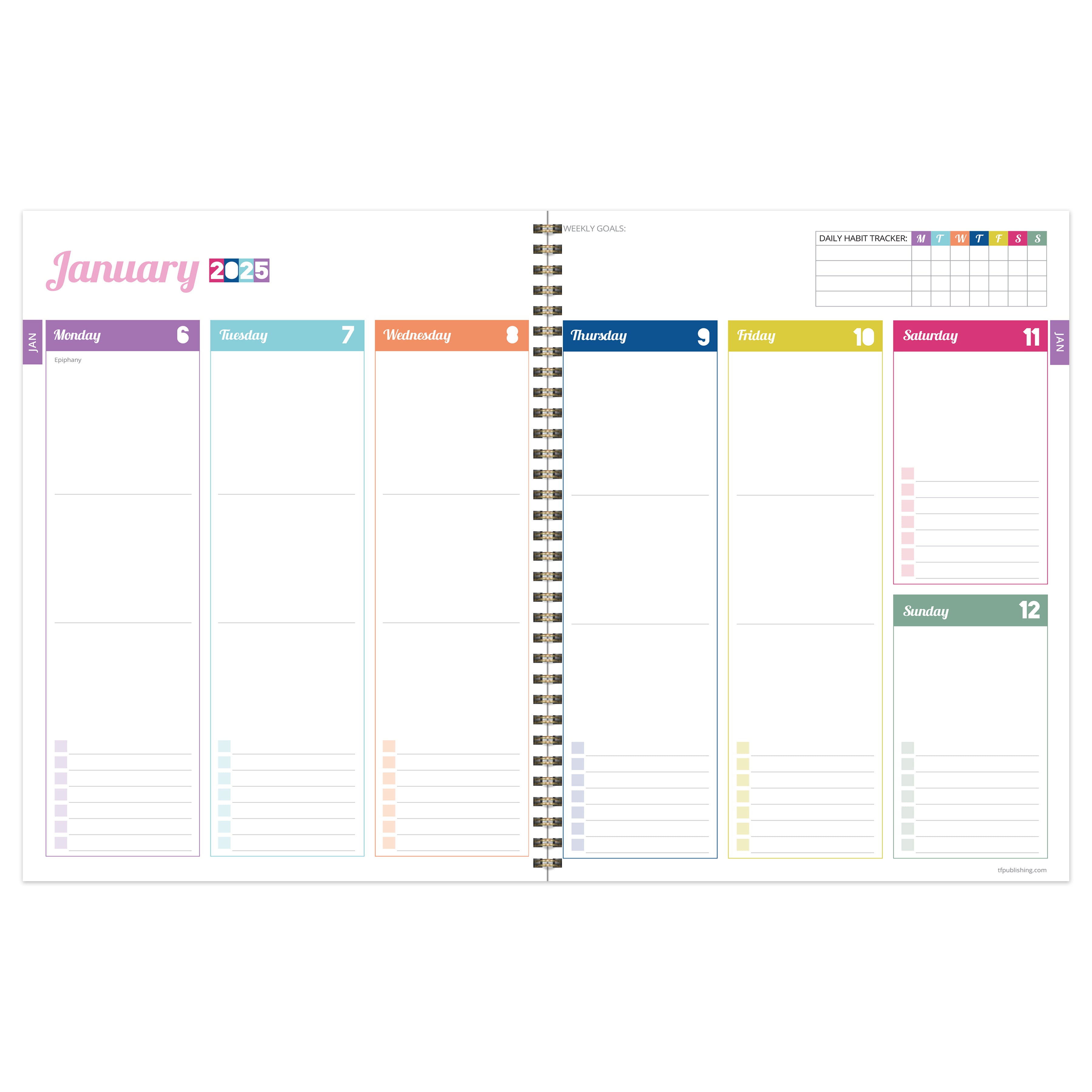 2025 Cobalt Dots Large Weekly Monthly Planner SELWII