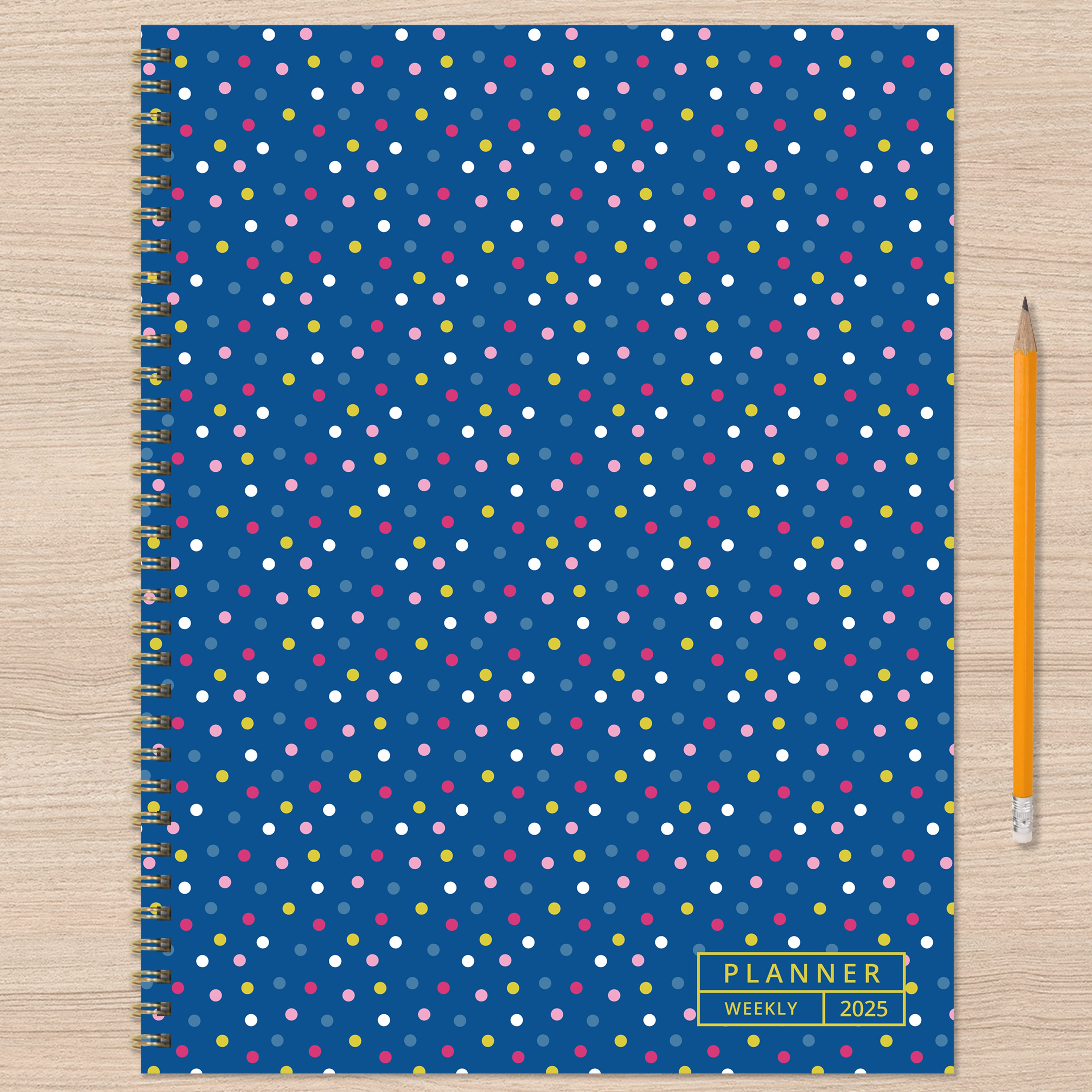 2025 Cobalt Dots Large Weekly Monthly Planner SELWII