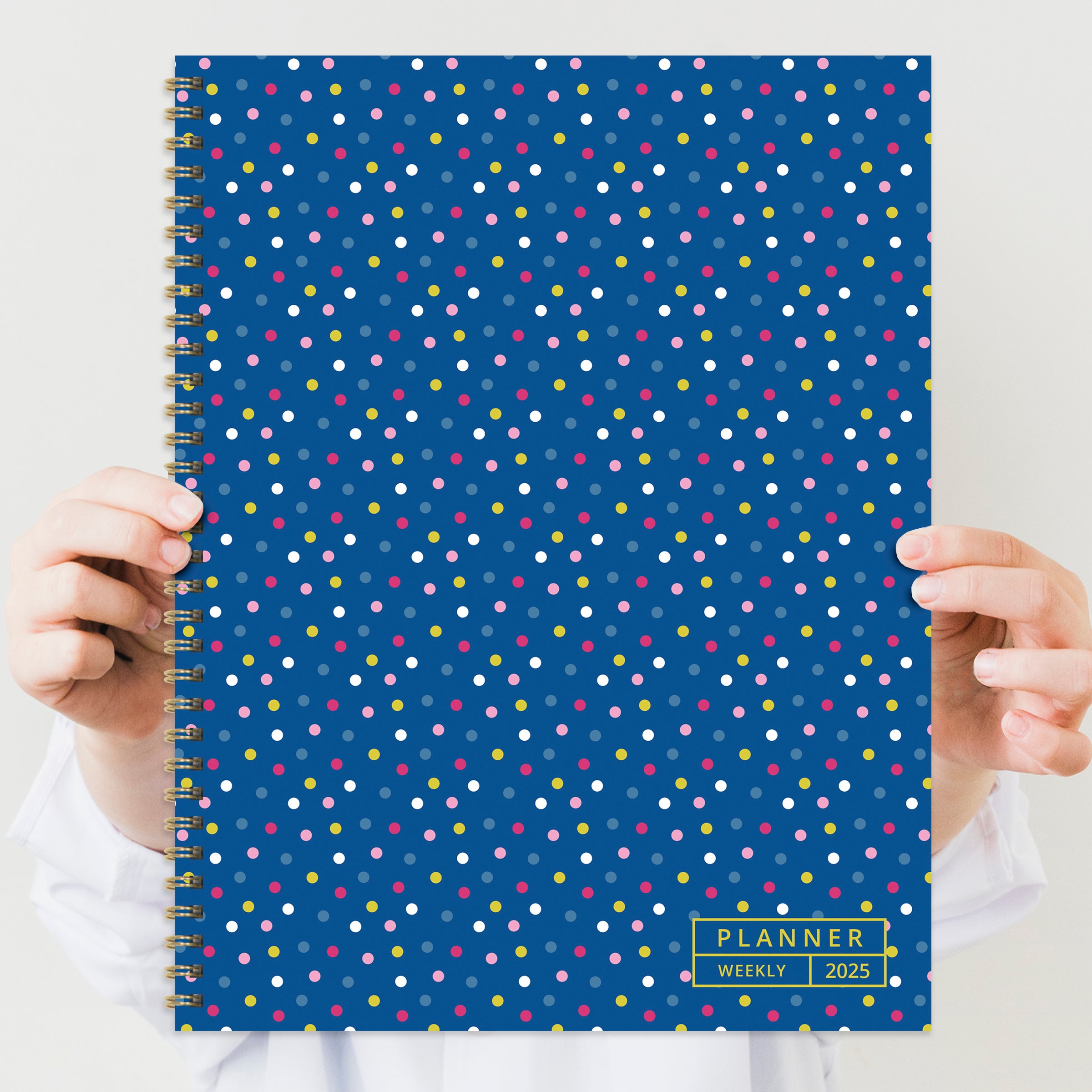 2025 Cobalt Dots Large Weekly Monthly Planner SELWII