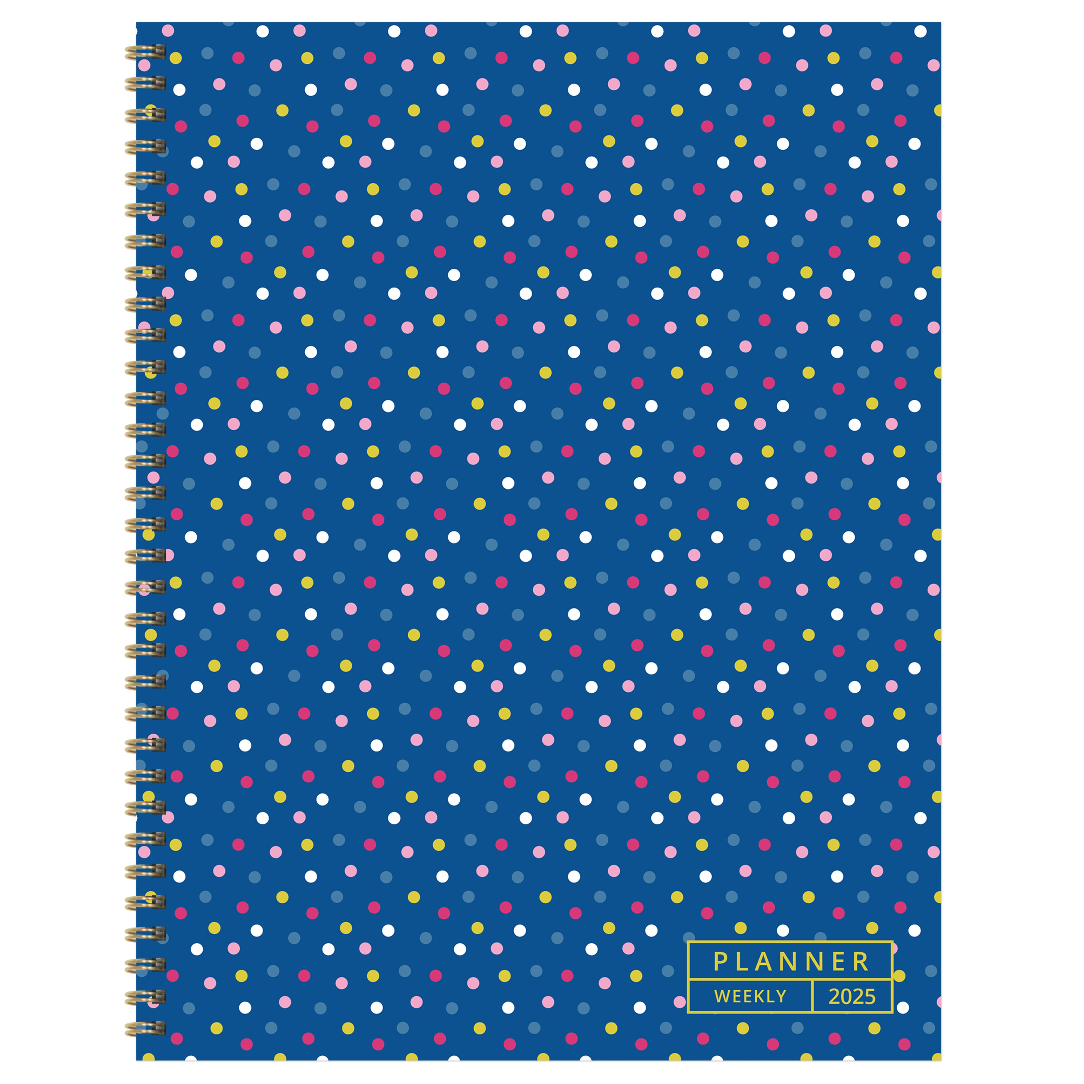 2025 Cobalt Dots Large Weekly Monthly Planner SELWII