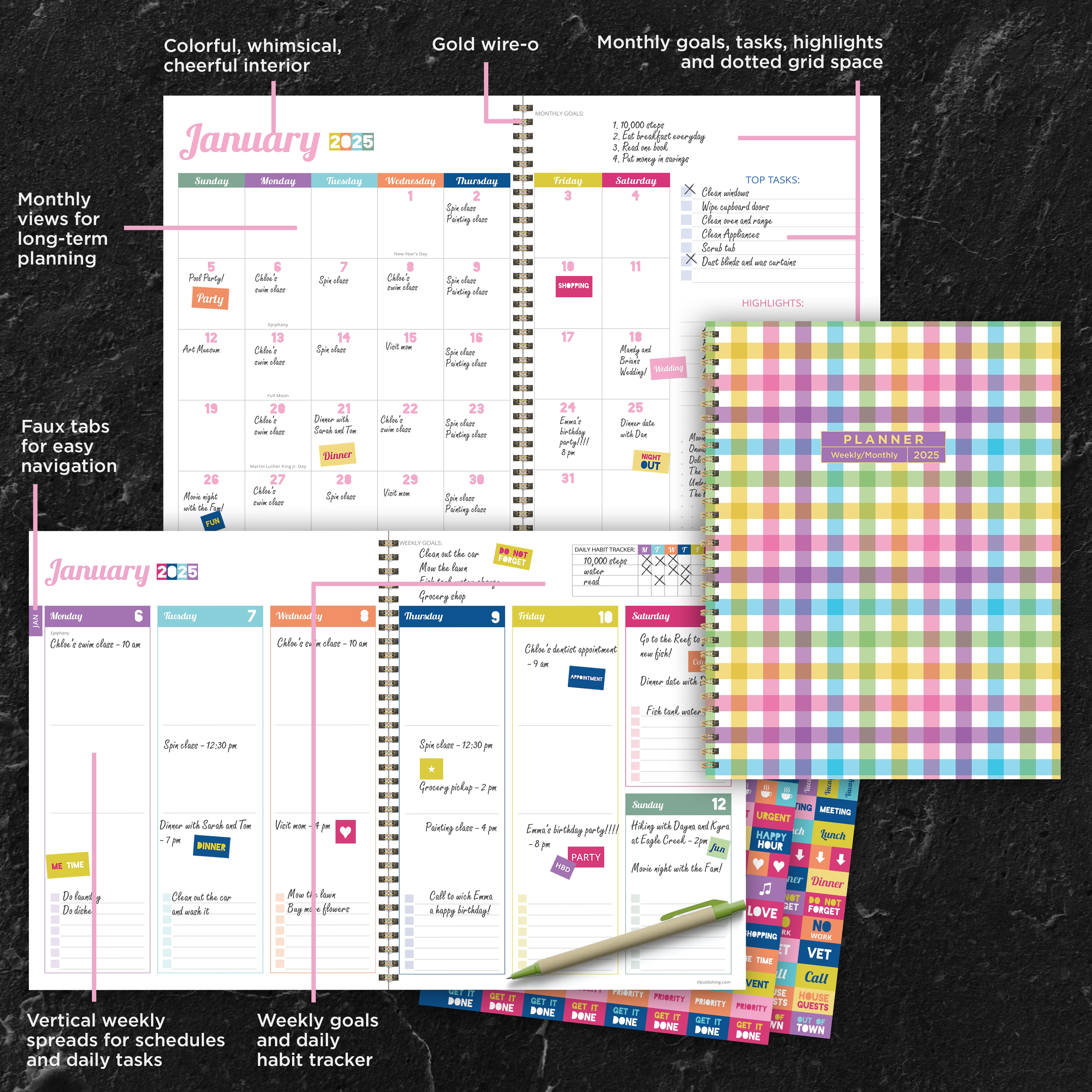 2025 Madras Plaid Large Weekly Monthly Planner SELWII