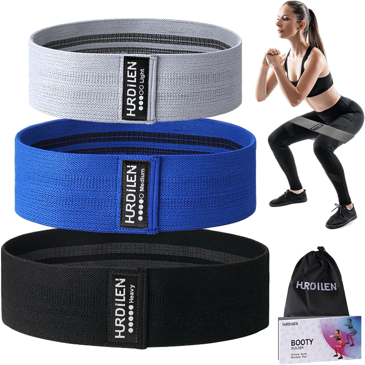 Resistance Bands for Working Out, Exercise Workout Bands for Women & Men, 3 Levels Elastic Stretch Bands for Exercise with Carry Bag for Physical Therapy, Home Fitness, Strength Training, Yoga